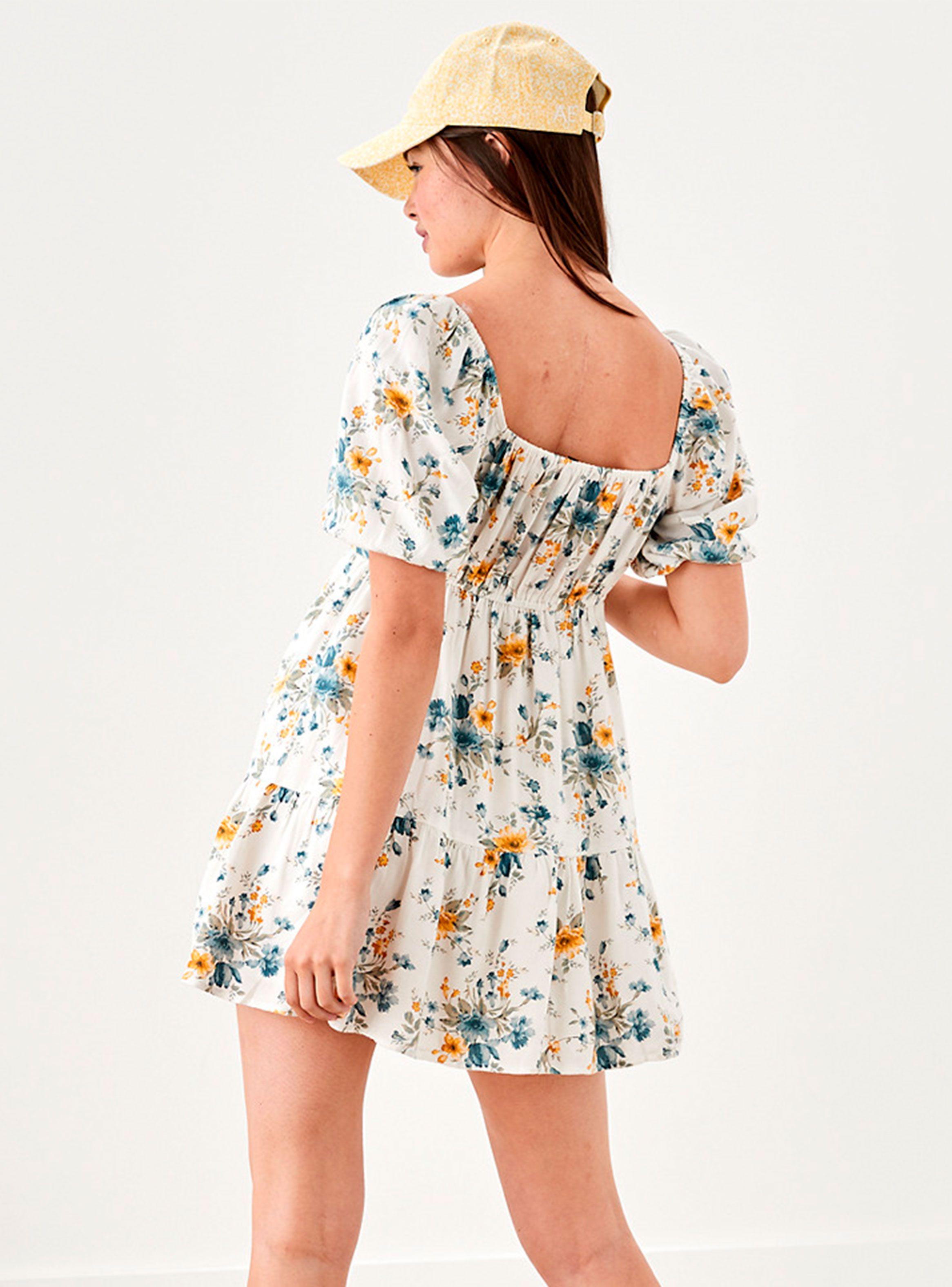 Vestido Corto Square Neck Printed Babydoll-1