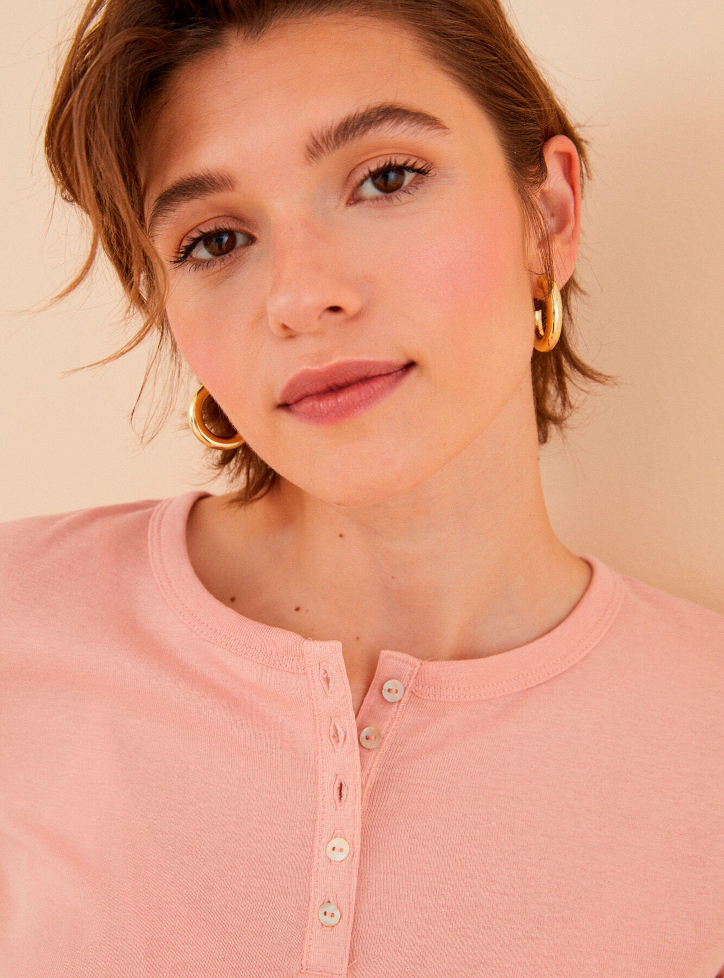 Polera Botones Frontales Rosé-2