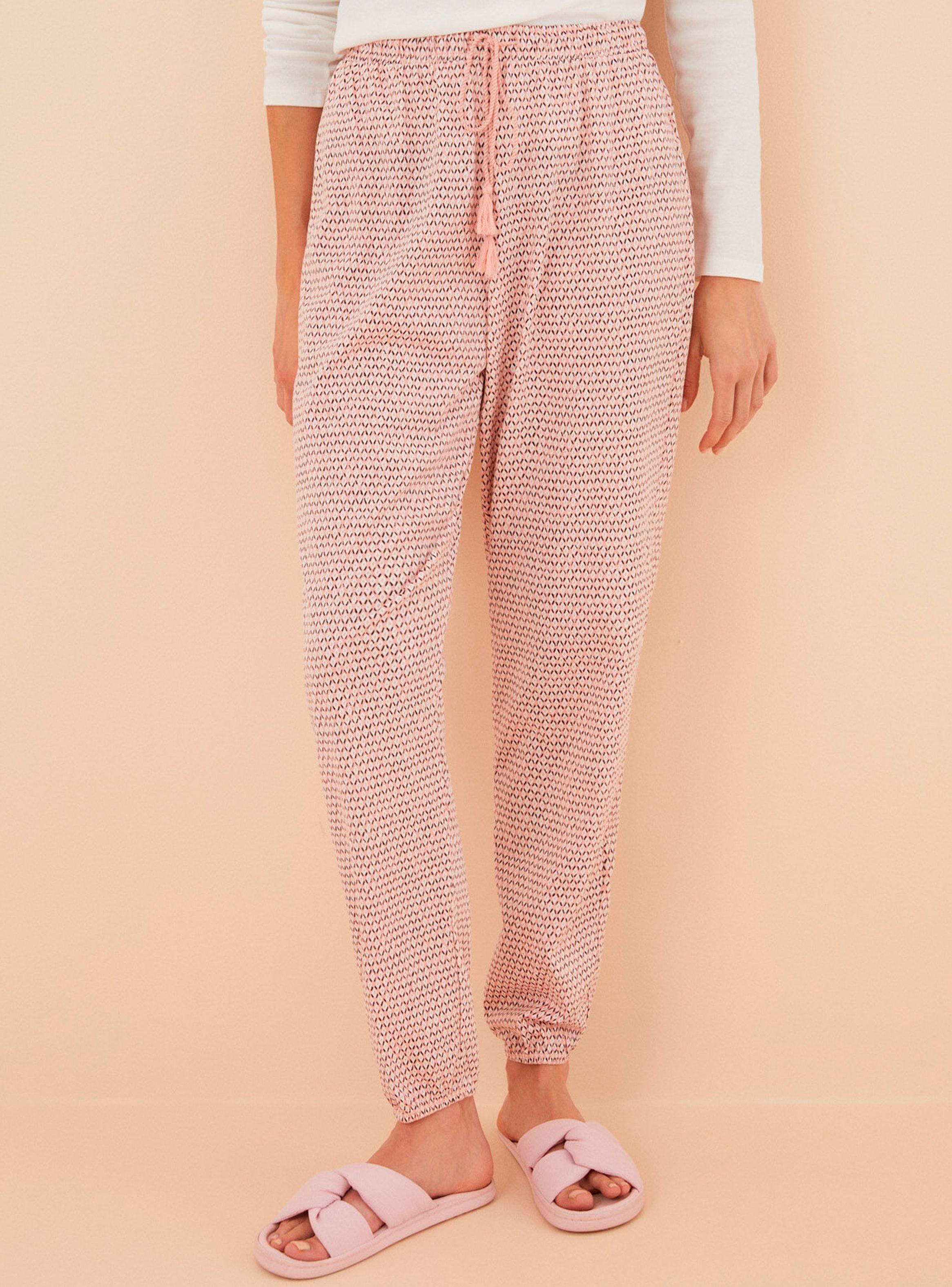 Pantalón Largo Algodón Rombos Rosé-0