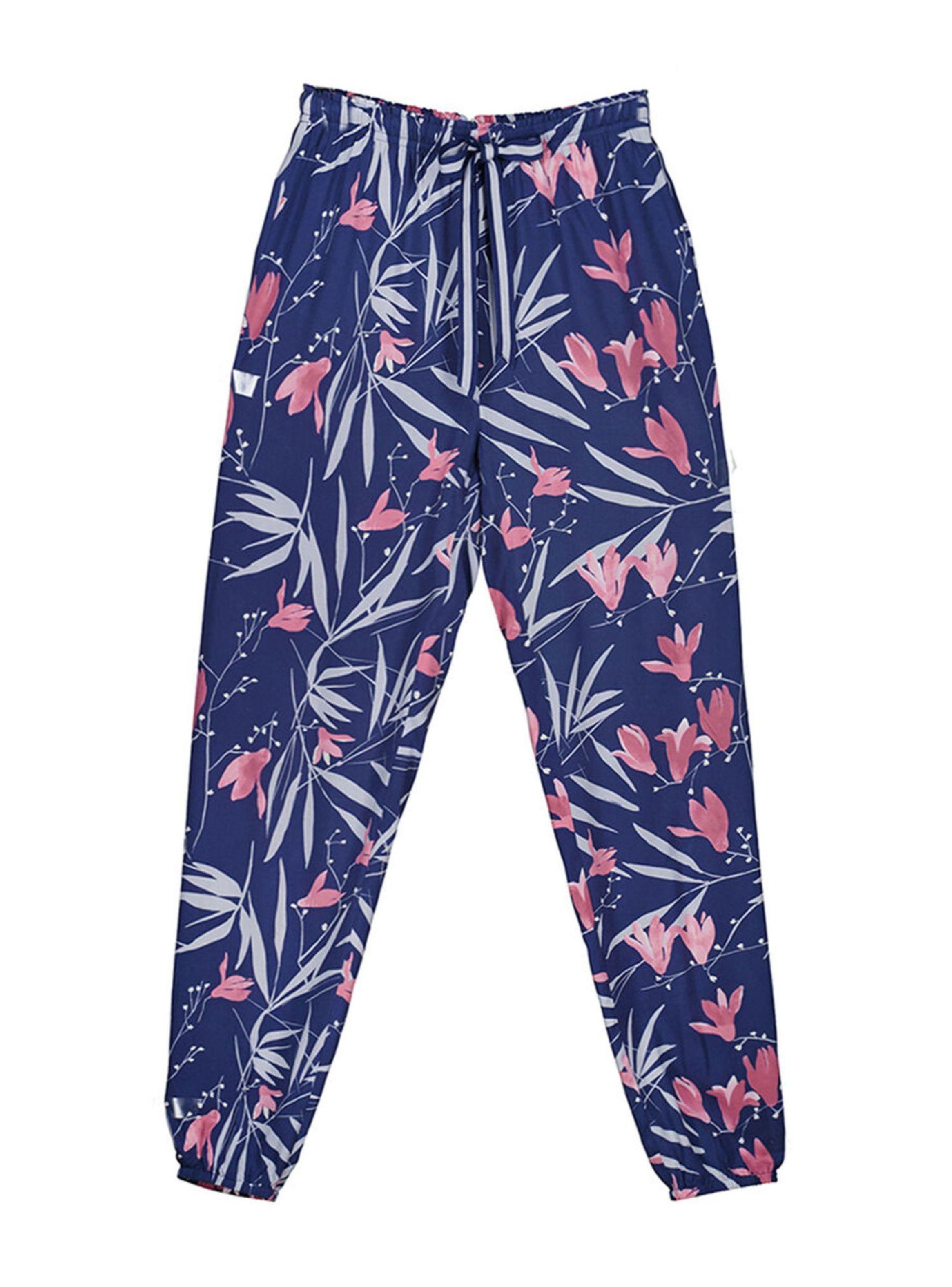 Pantalón Largo Estampado Flores Moniquilla Bleu-4