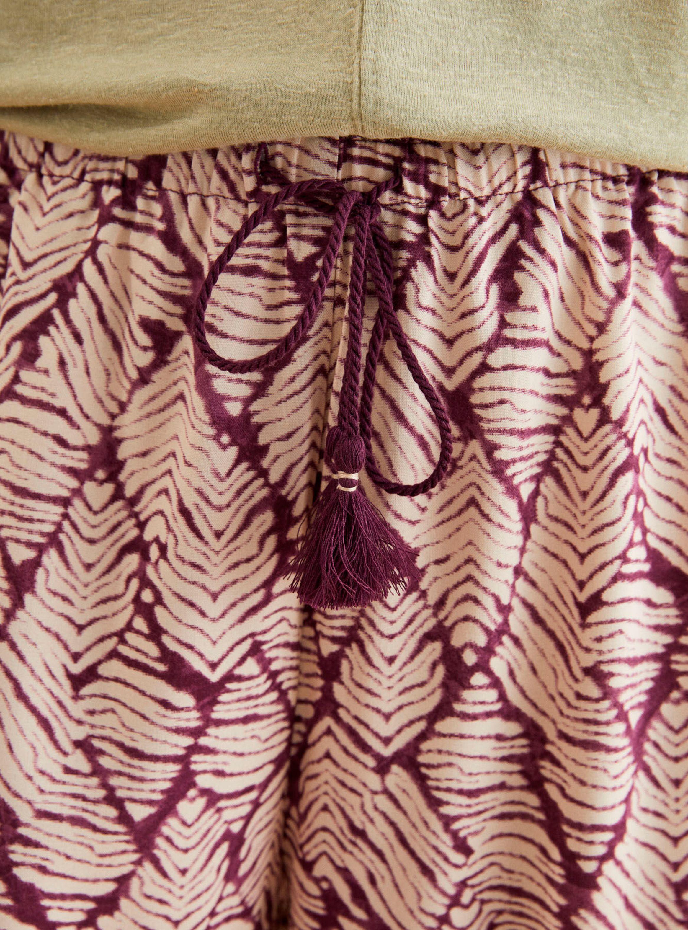 Pantalón Largo Estampado Étnico Granat-2