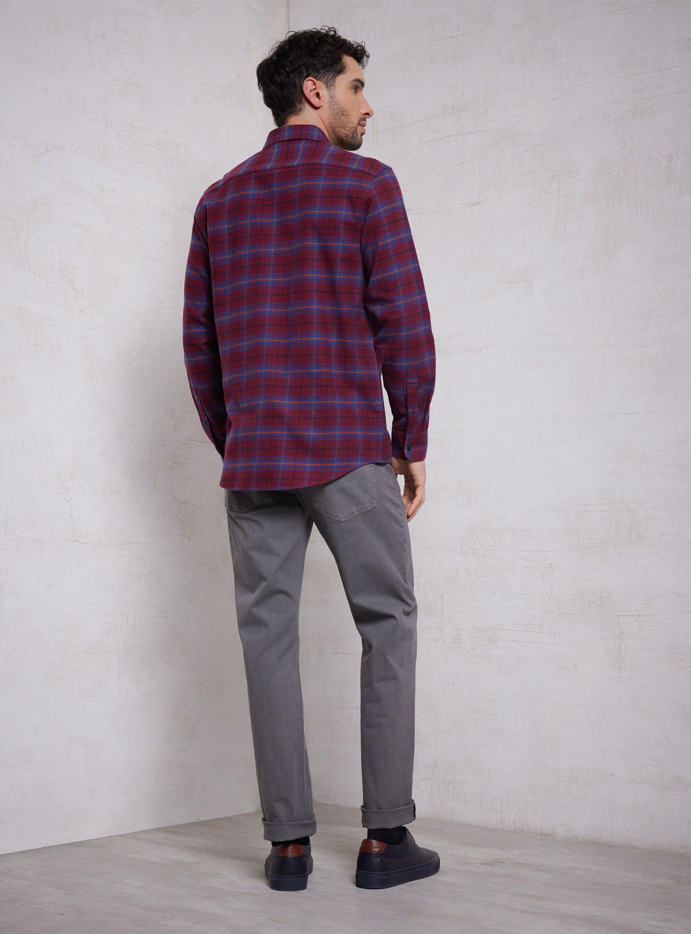 Camisa de Vestir Cuadros Regular Fit Franela-5