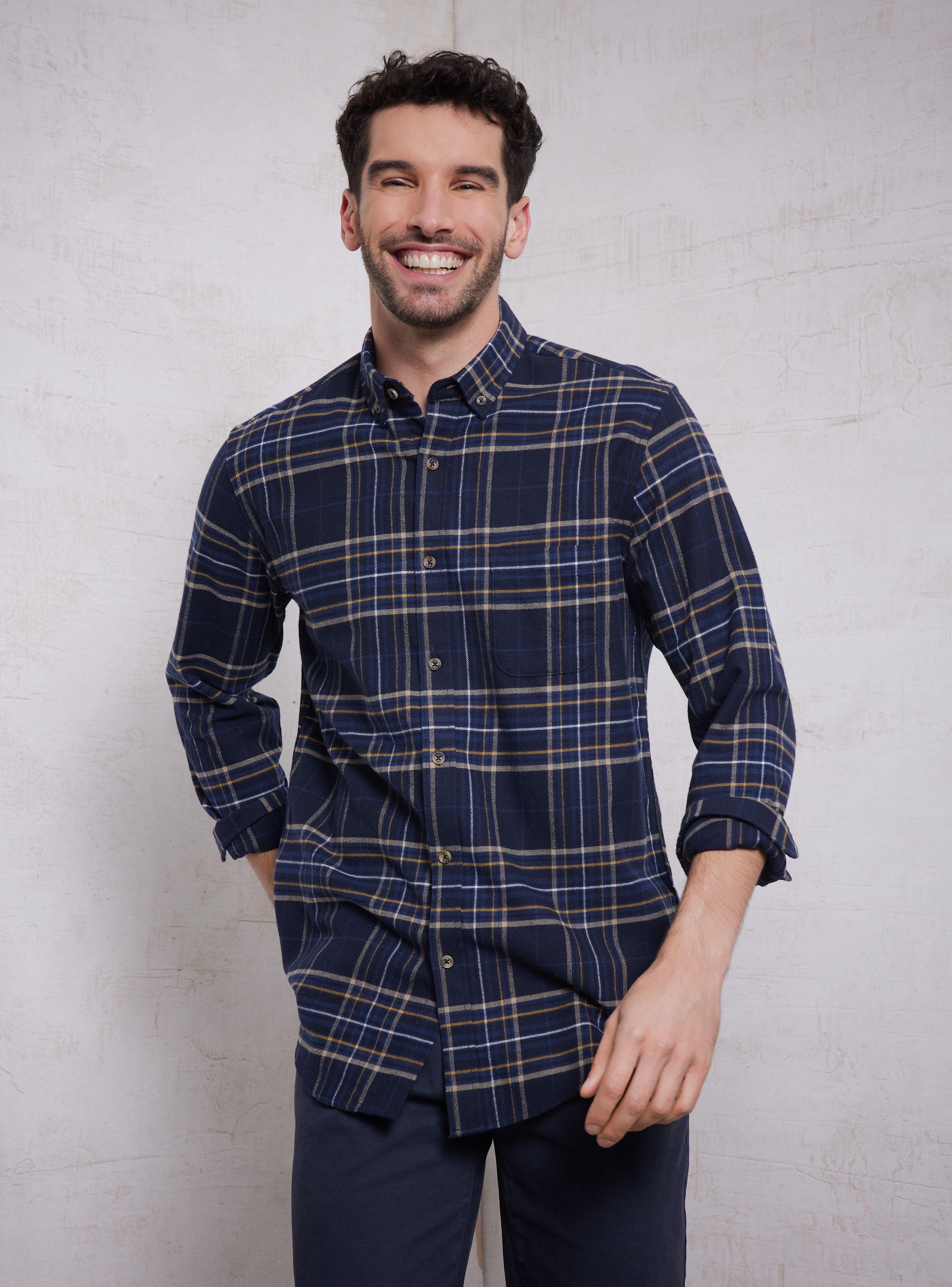 Camisa de Vestir Cuadros Regular Fit Franela-0