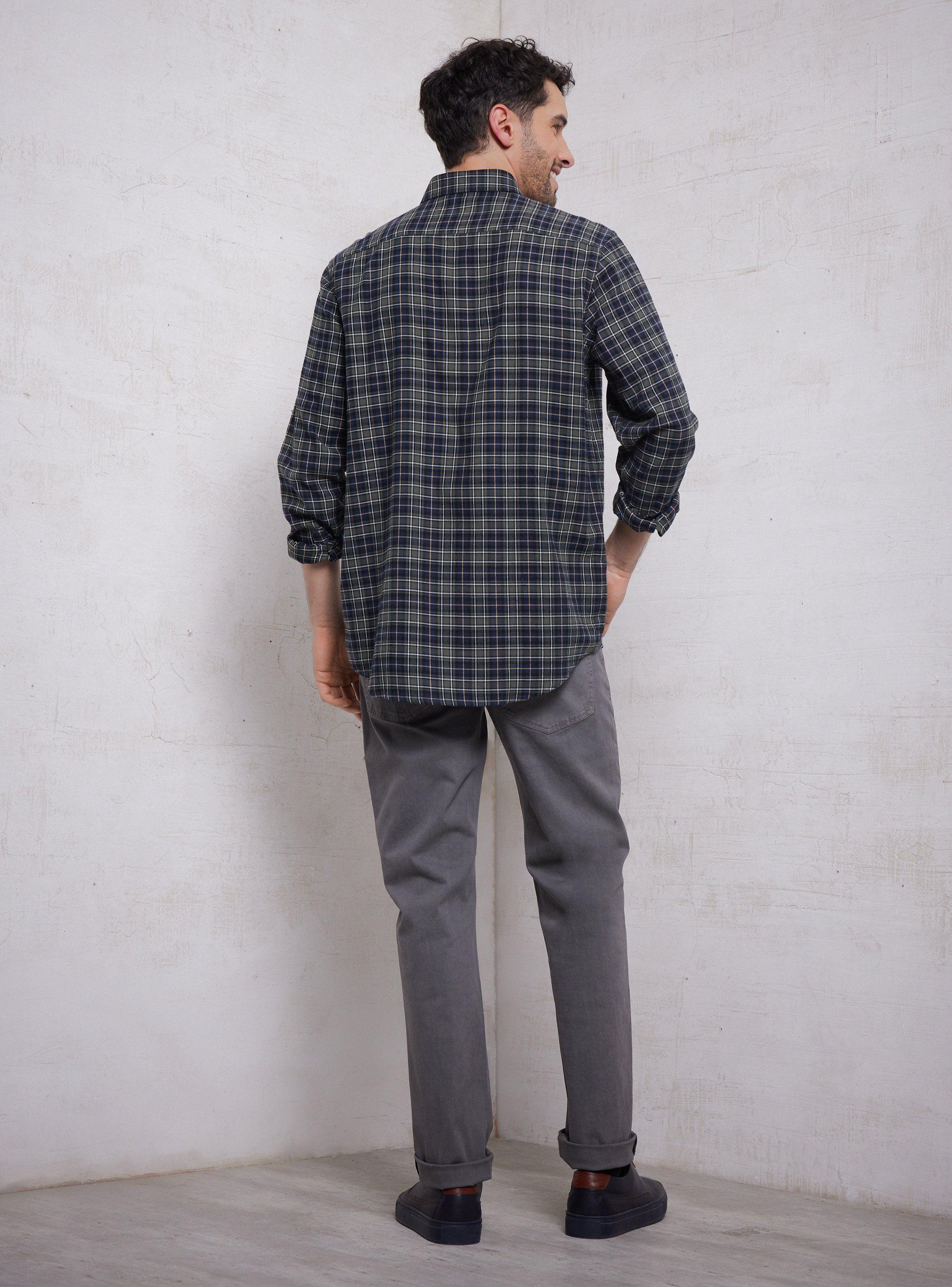 Camisa de Vestir Cuadros Pequeños Regular Fit Franela-5