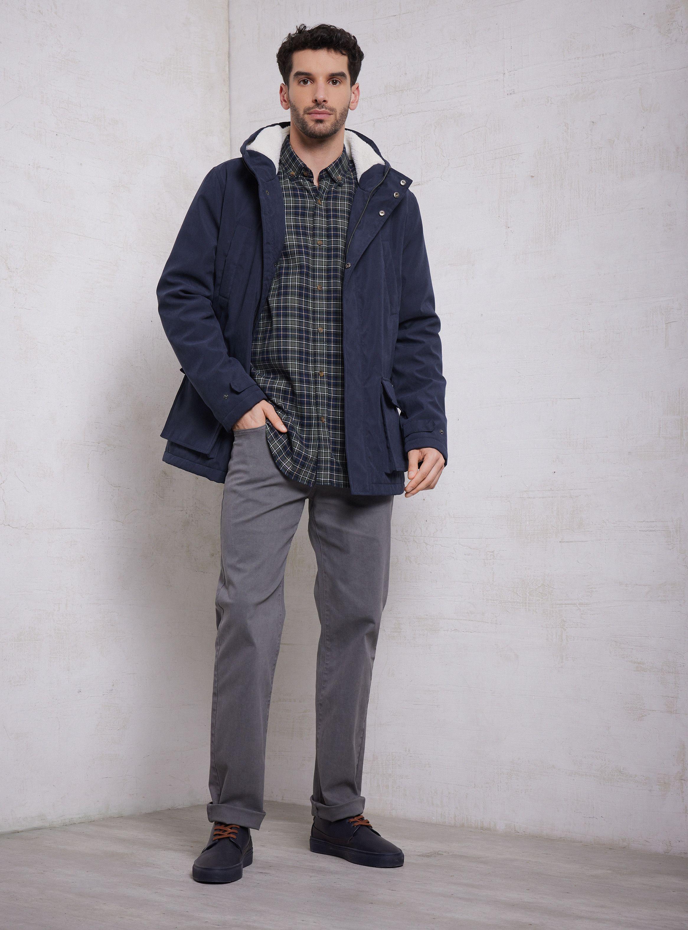 Camisa de Vestir Cuadros Pequeños Regular Fit Franela-4