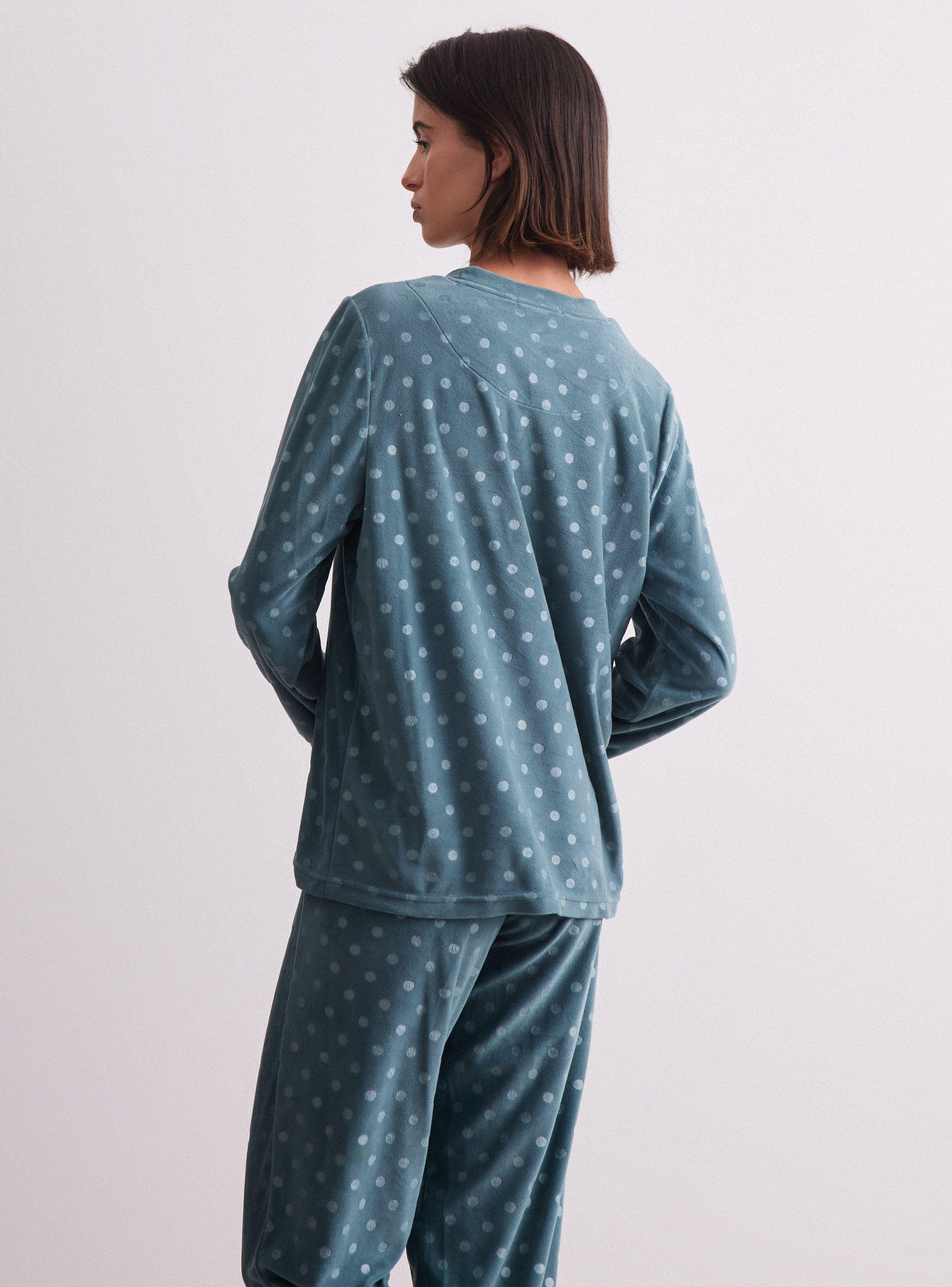 Pijama Largo Embossed Tela Velour-1