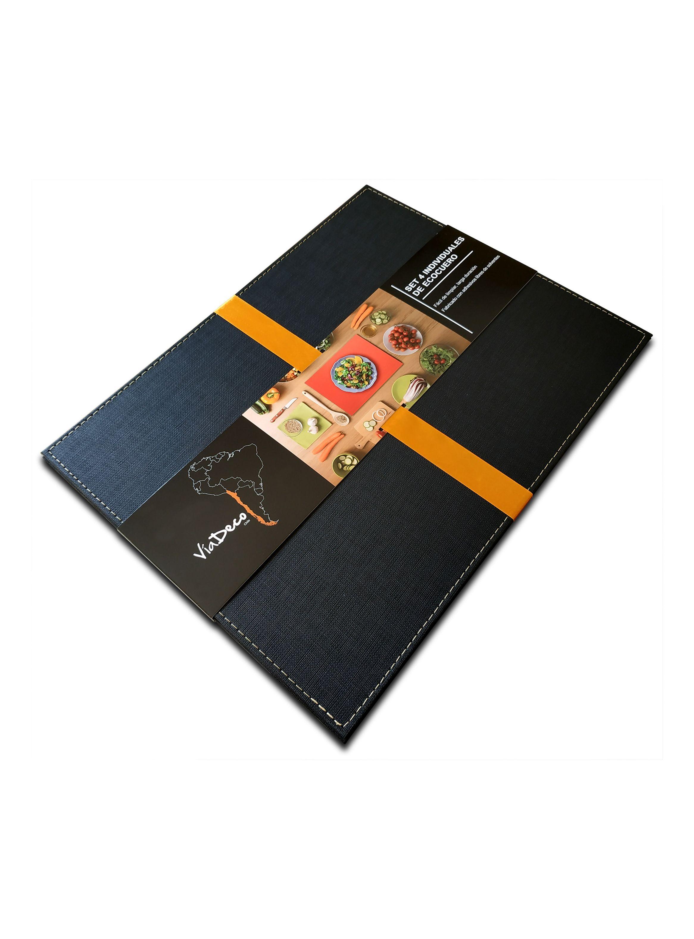 Set 4 Individuales Eco Cuero 42 x 32 Negro Attimo-0