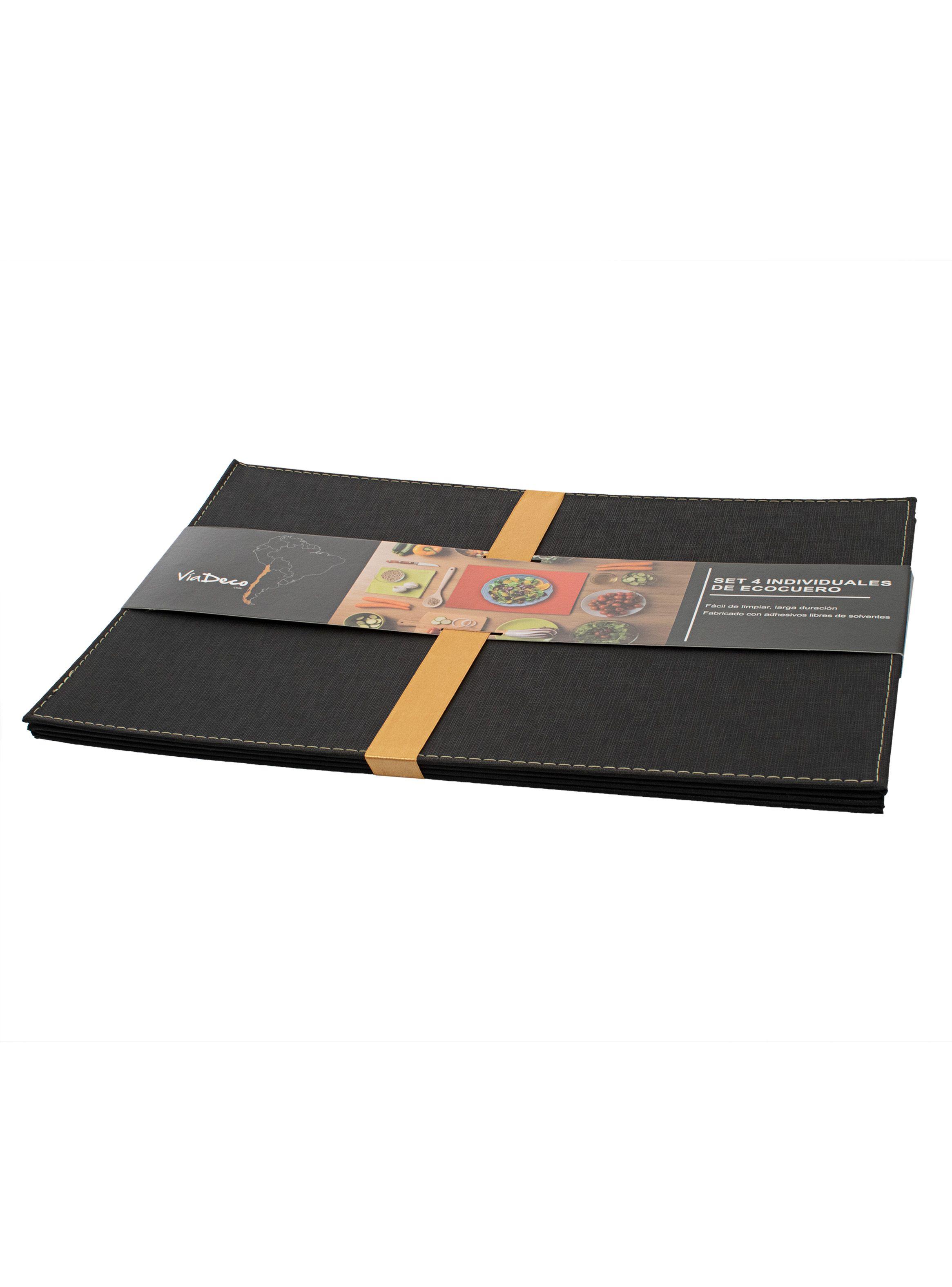 Set 4 Individuales Eco Cuero 42 x 32 Negro Attimo-1