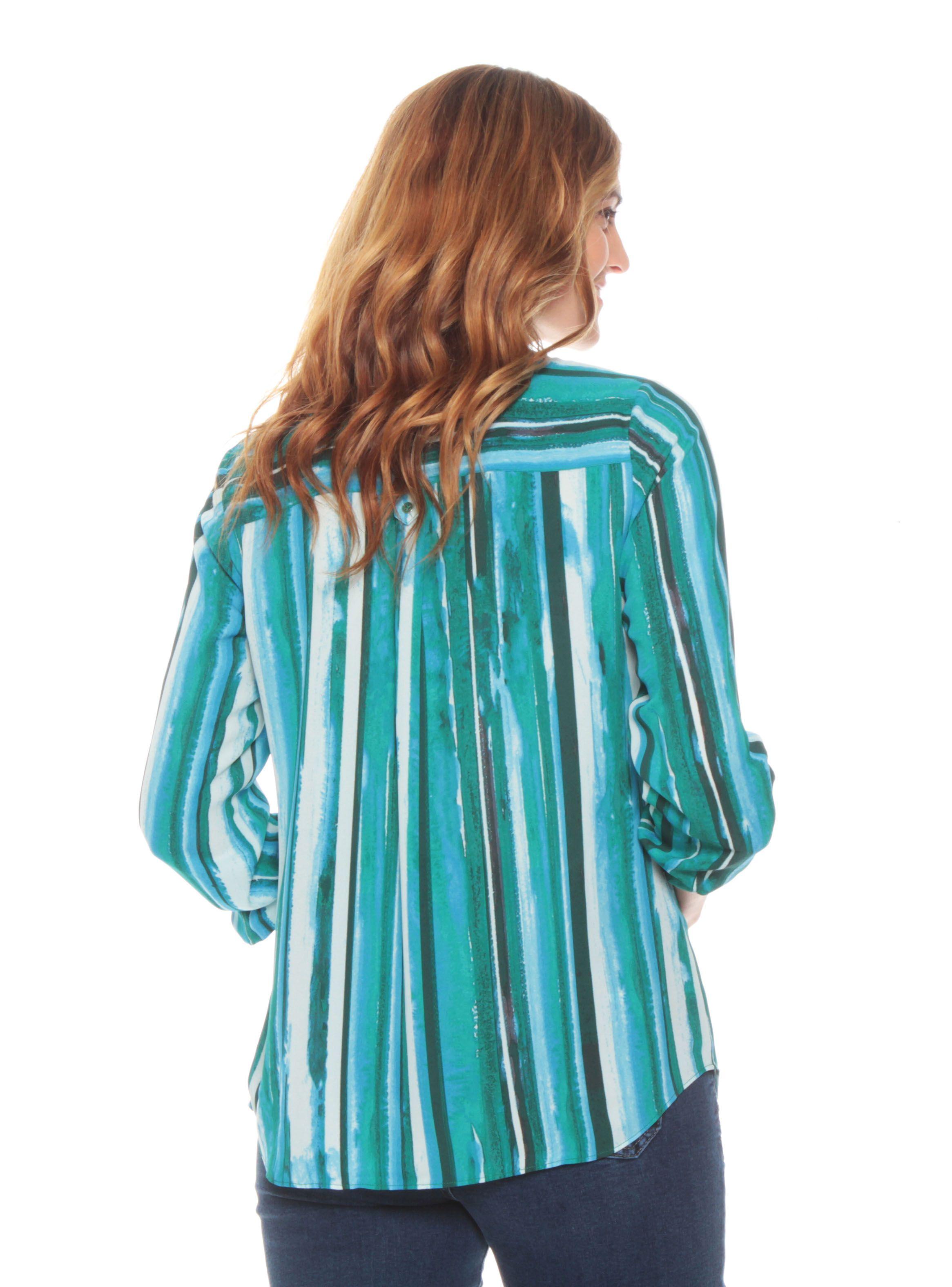 Blusa Manga Larga Ajustable Estampada Escote Redondo-1