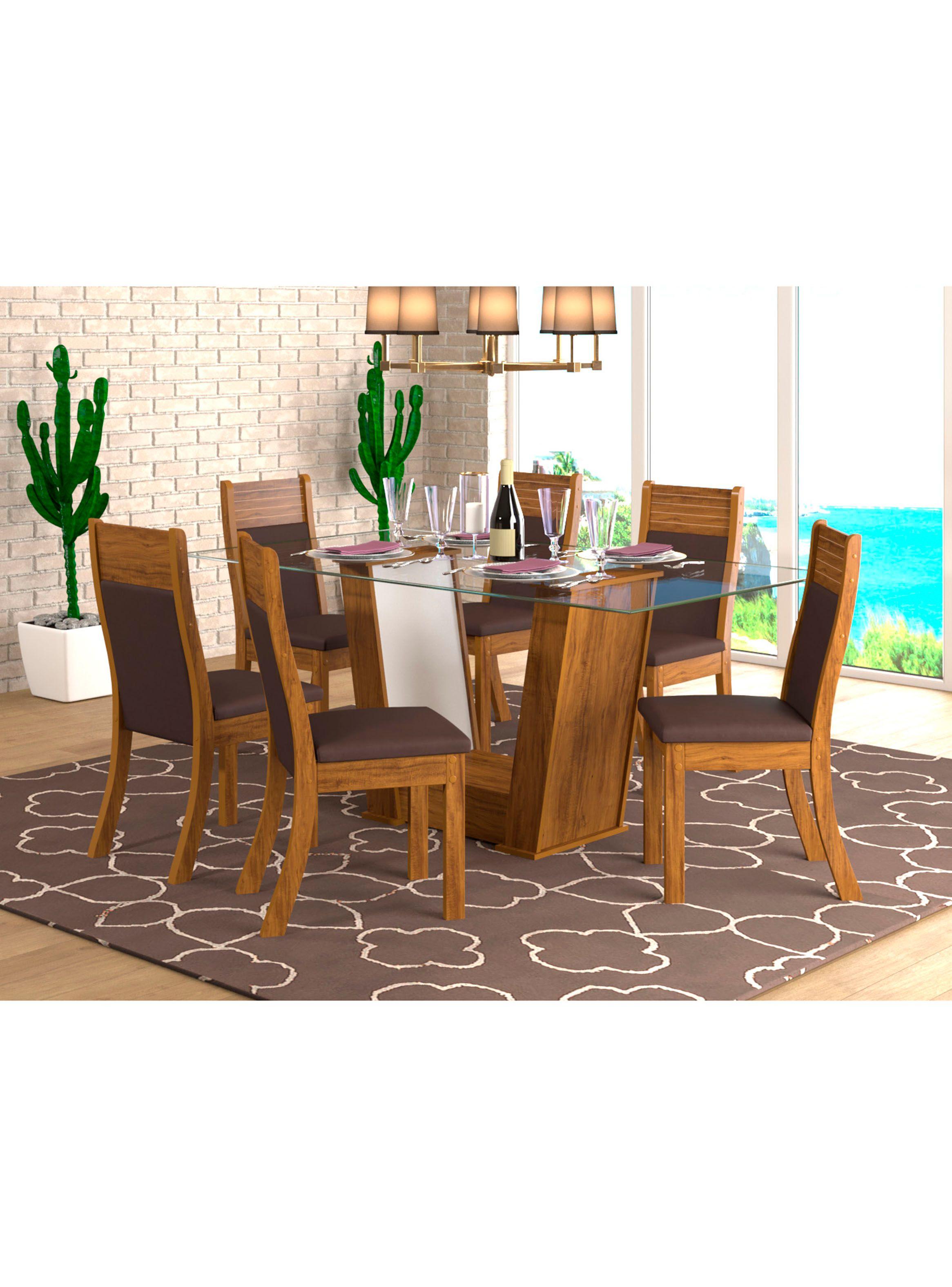 Juego de Comedor Vidrio Roma + 6 Sillas-2