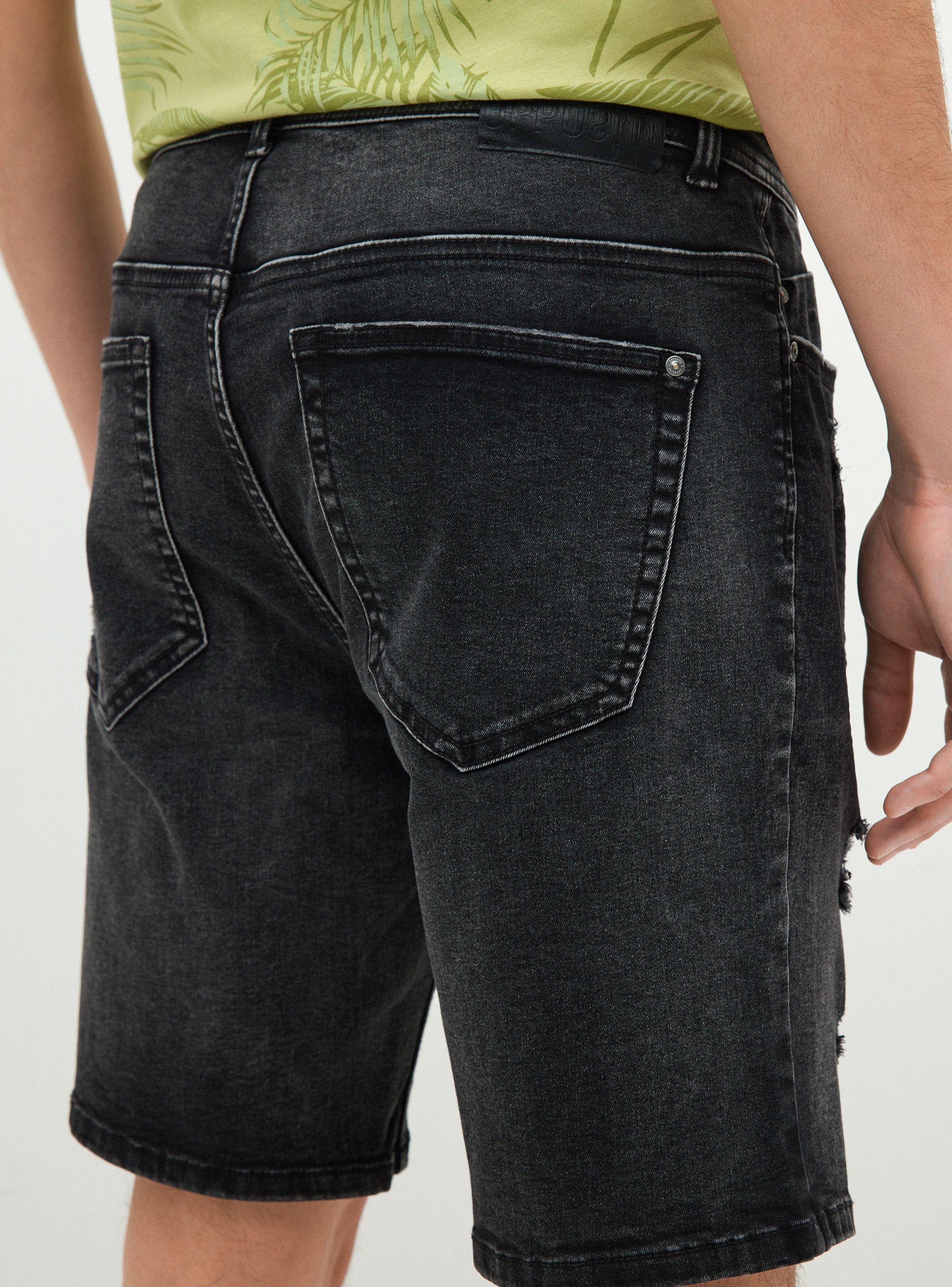 Bermuda Denim Negro Roturas 1-2