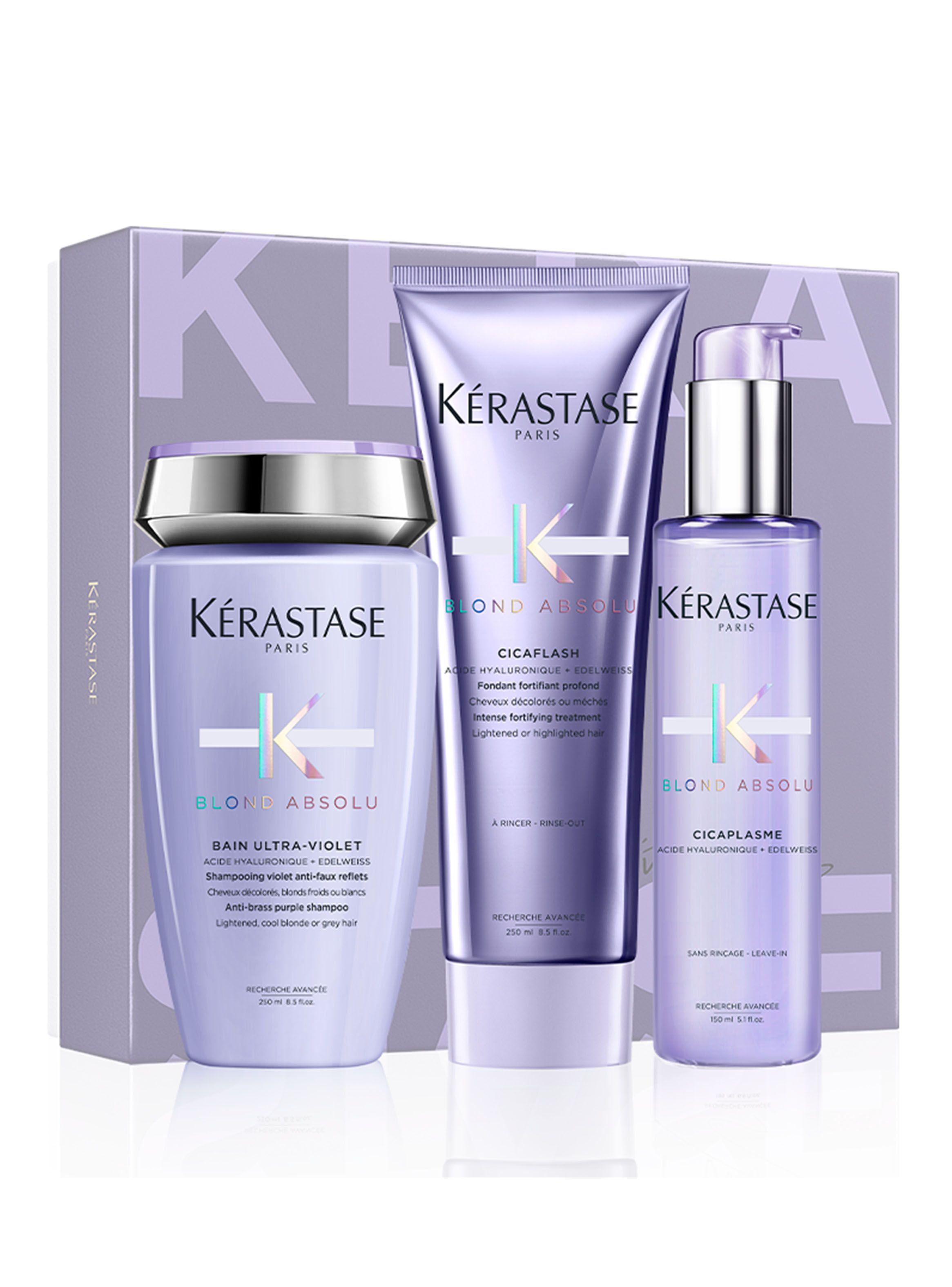 Set Reparación Cabello Rubio o Decolorado Blond Absolu Shampoo 250ml + Acondicionador 250ml + Protector térmico 150ml Kérastase-0