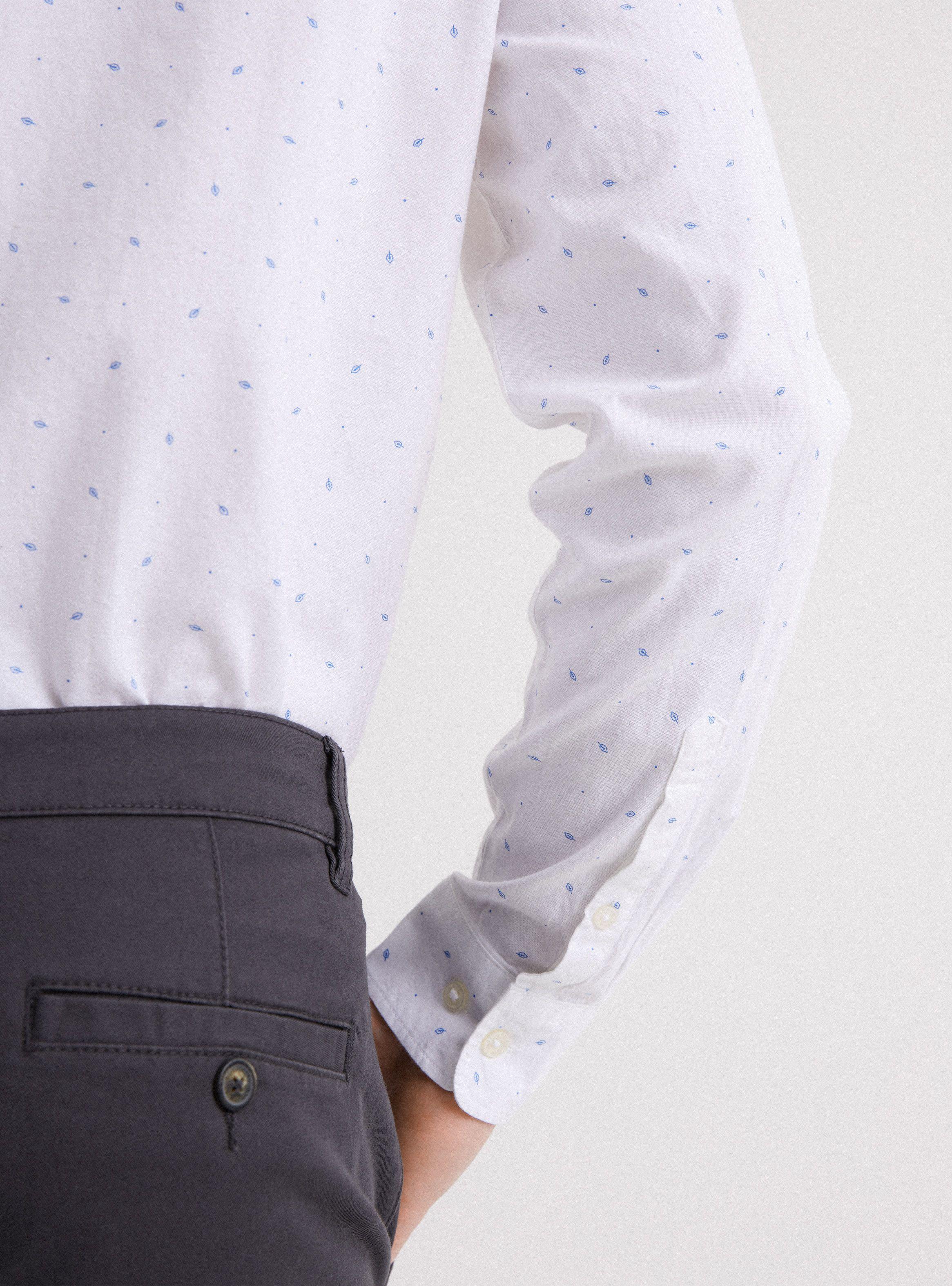 Camisa de Vestir Manga Larga Semi Oxford Mini Print-3