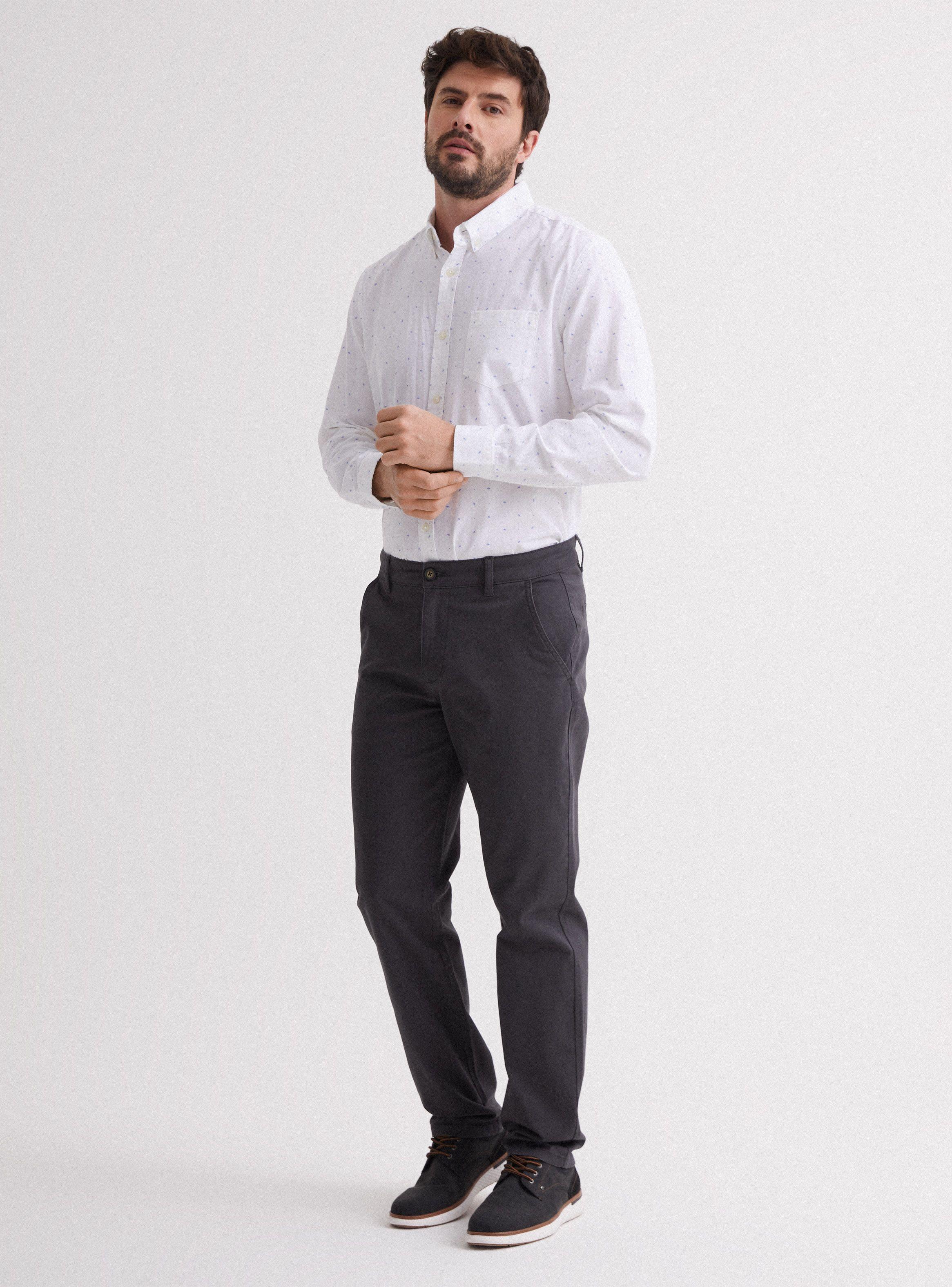 Camisa de Vestir Manga Larga Semi Oxford Mini Print-4