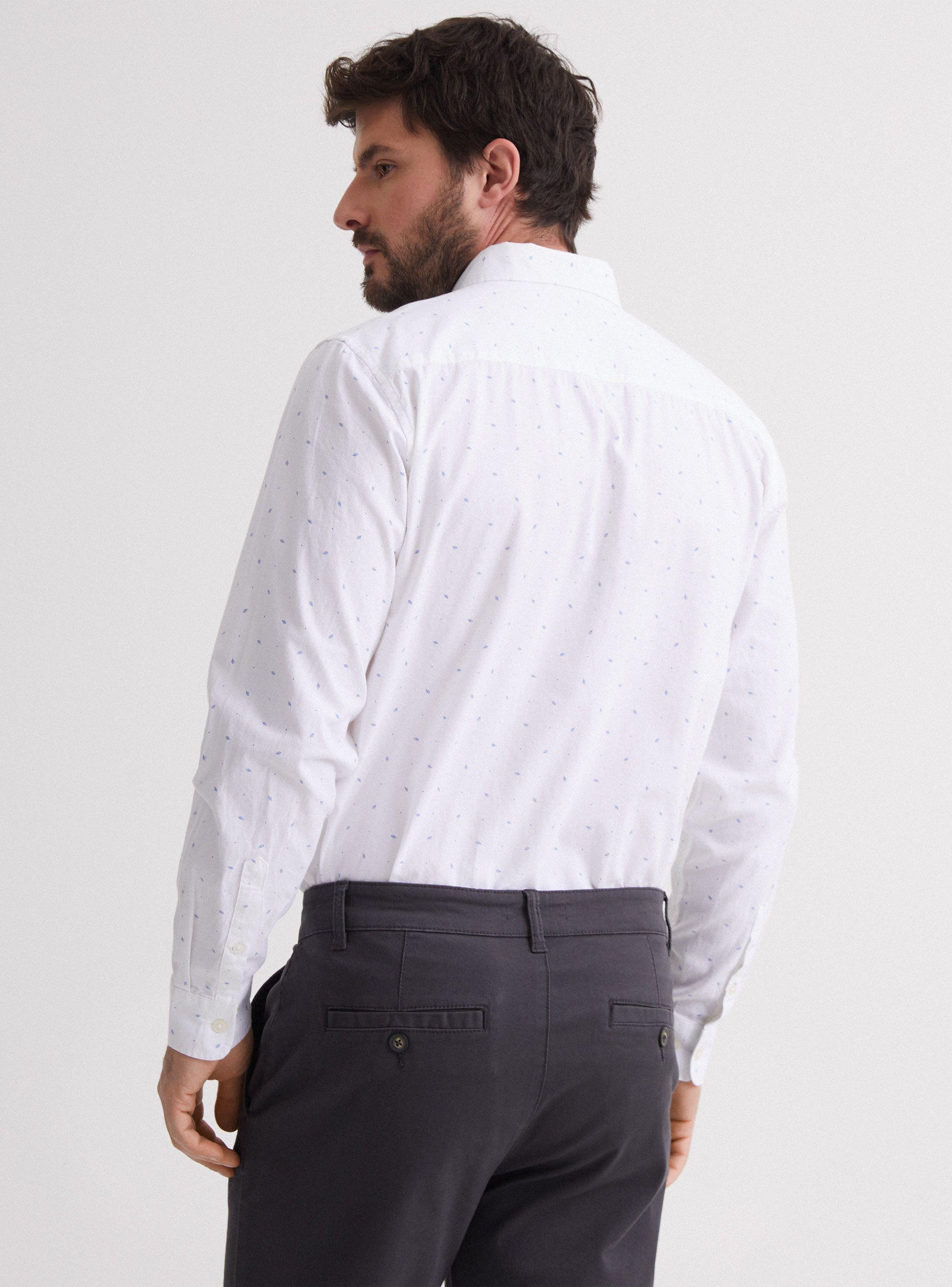 Camisa de Vestir Manga Larga Semi Oxford Mini Print-1