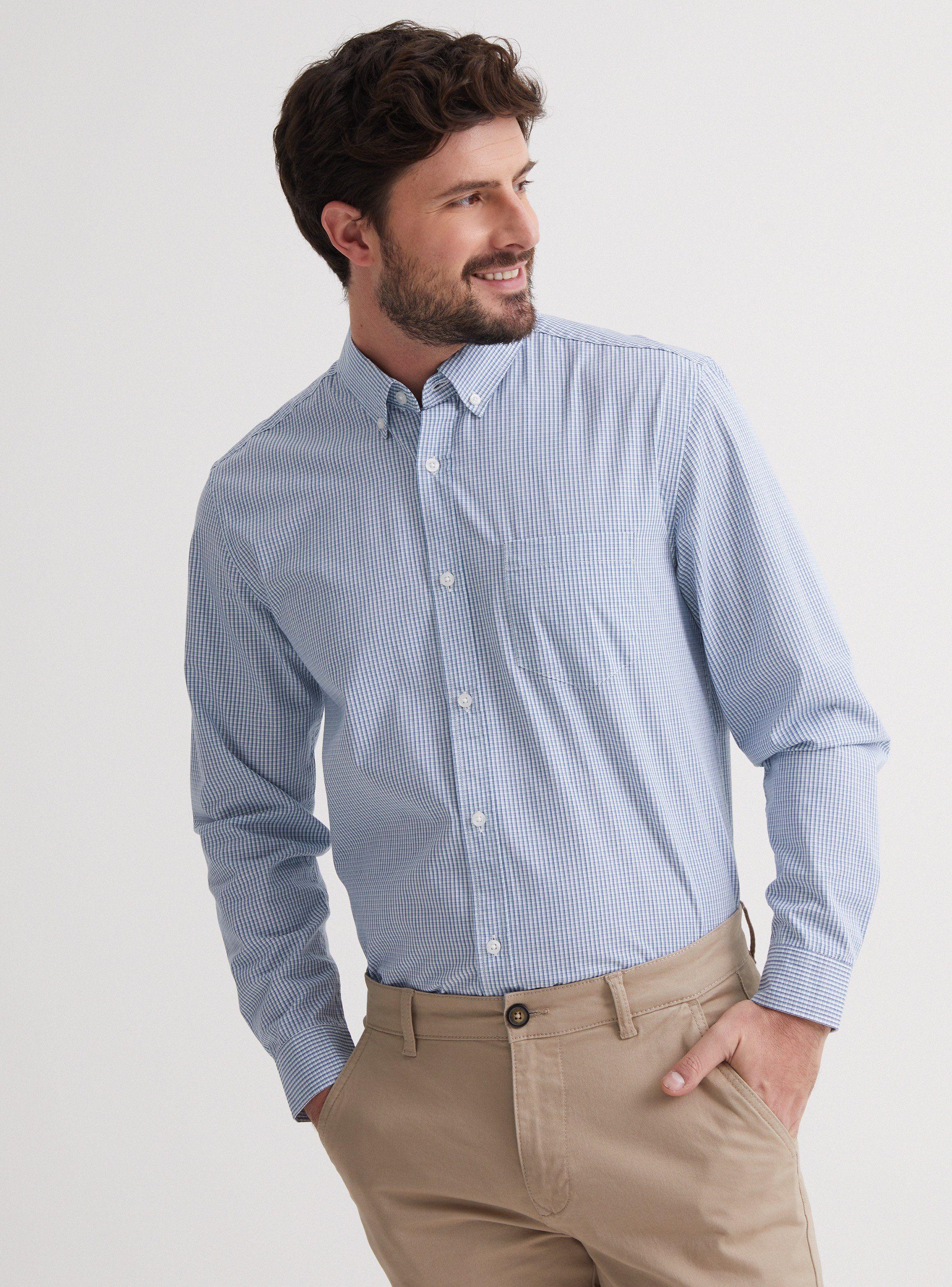 Camisa de Vestir Manga Largo Cuadros Poplin-0