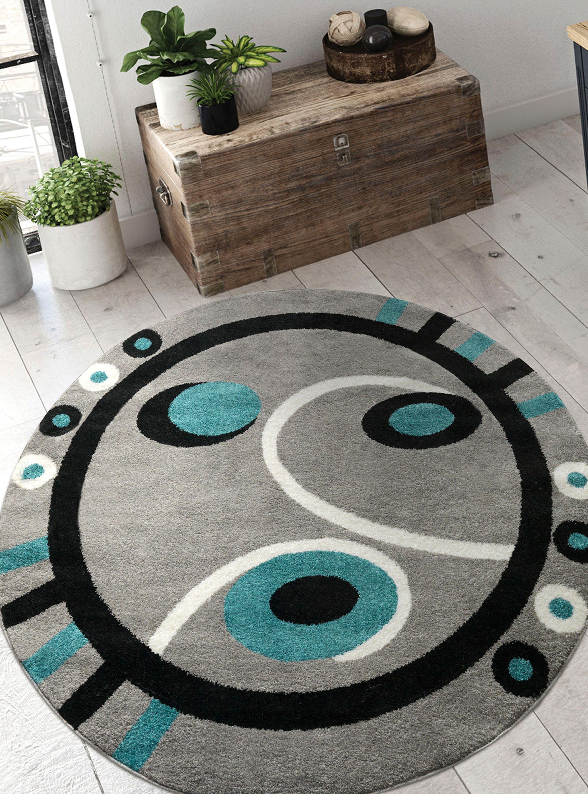 Alfombra Redonda Florida 160 cm x 160 cm Azul-2
