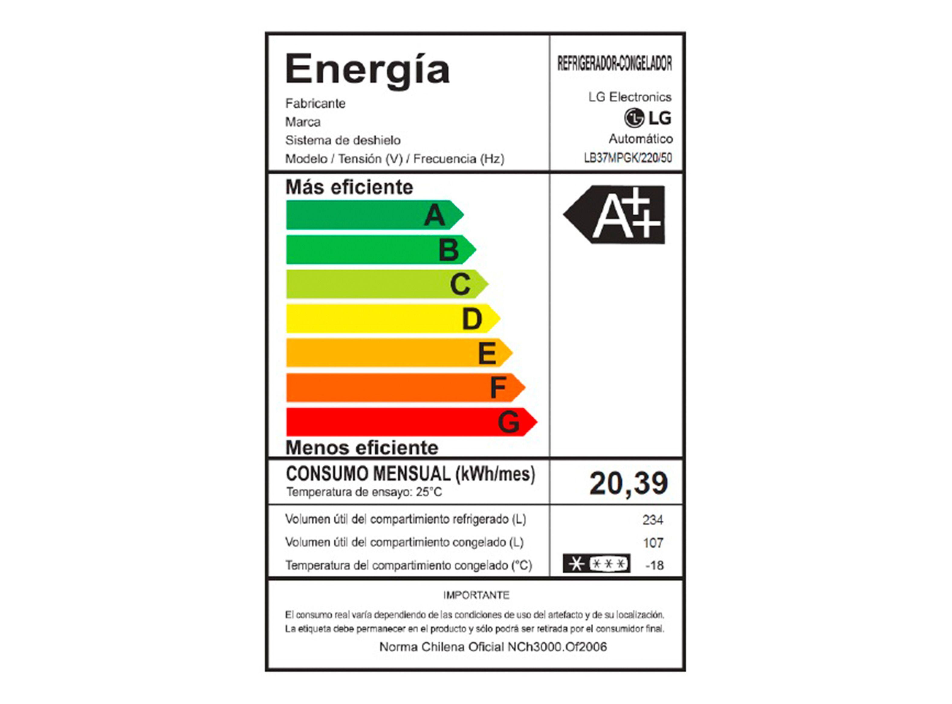 Refrigerador LG No Frost 341 Litros LB37MPGK-7