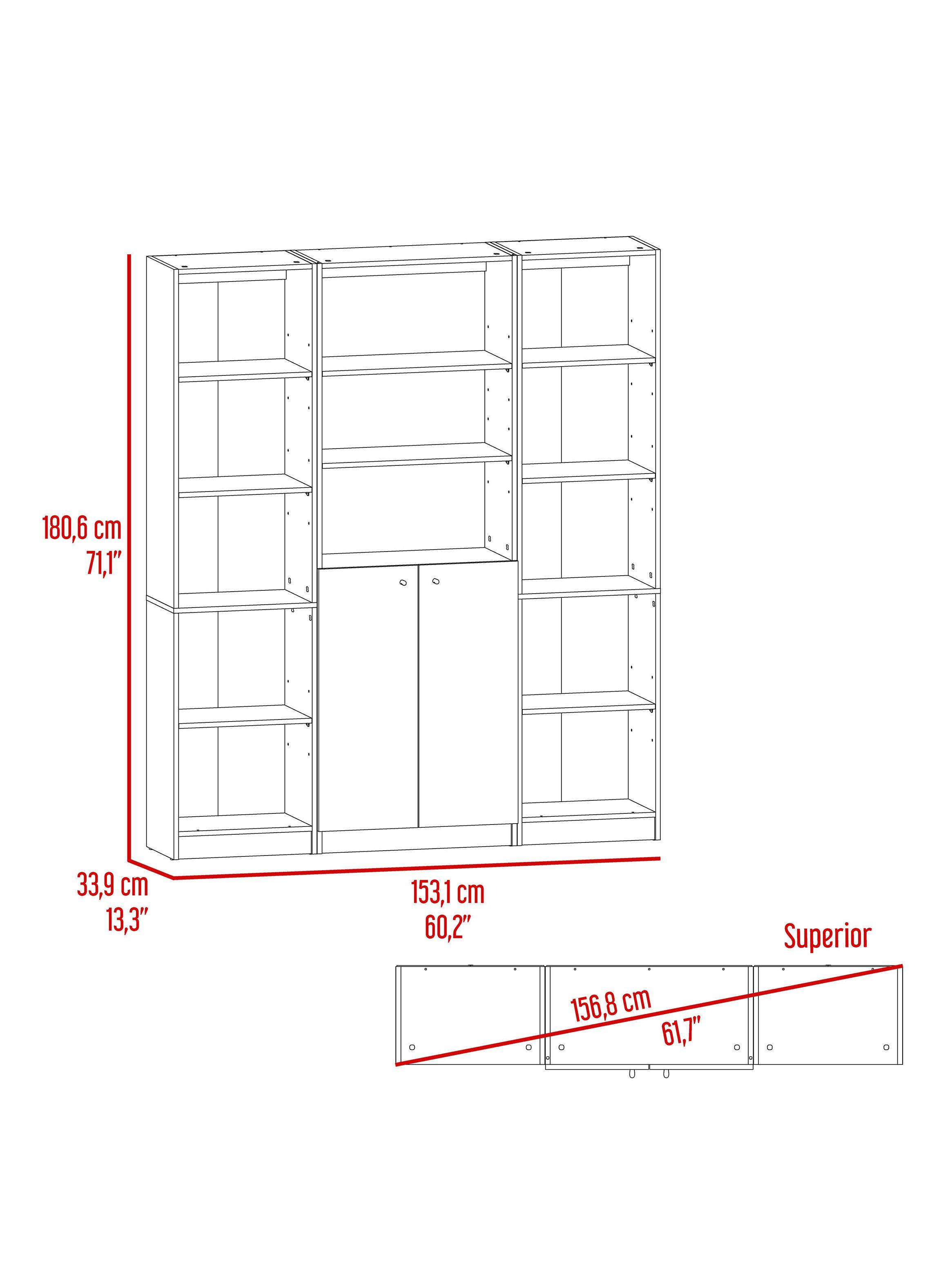 Combo Home 2 Estantes 45 cm + Estante 2P-1