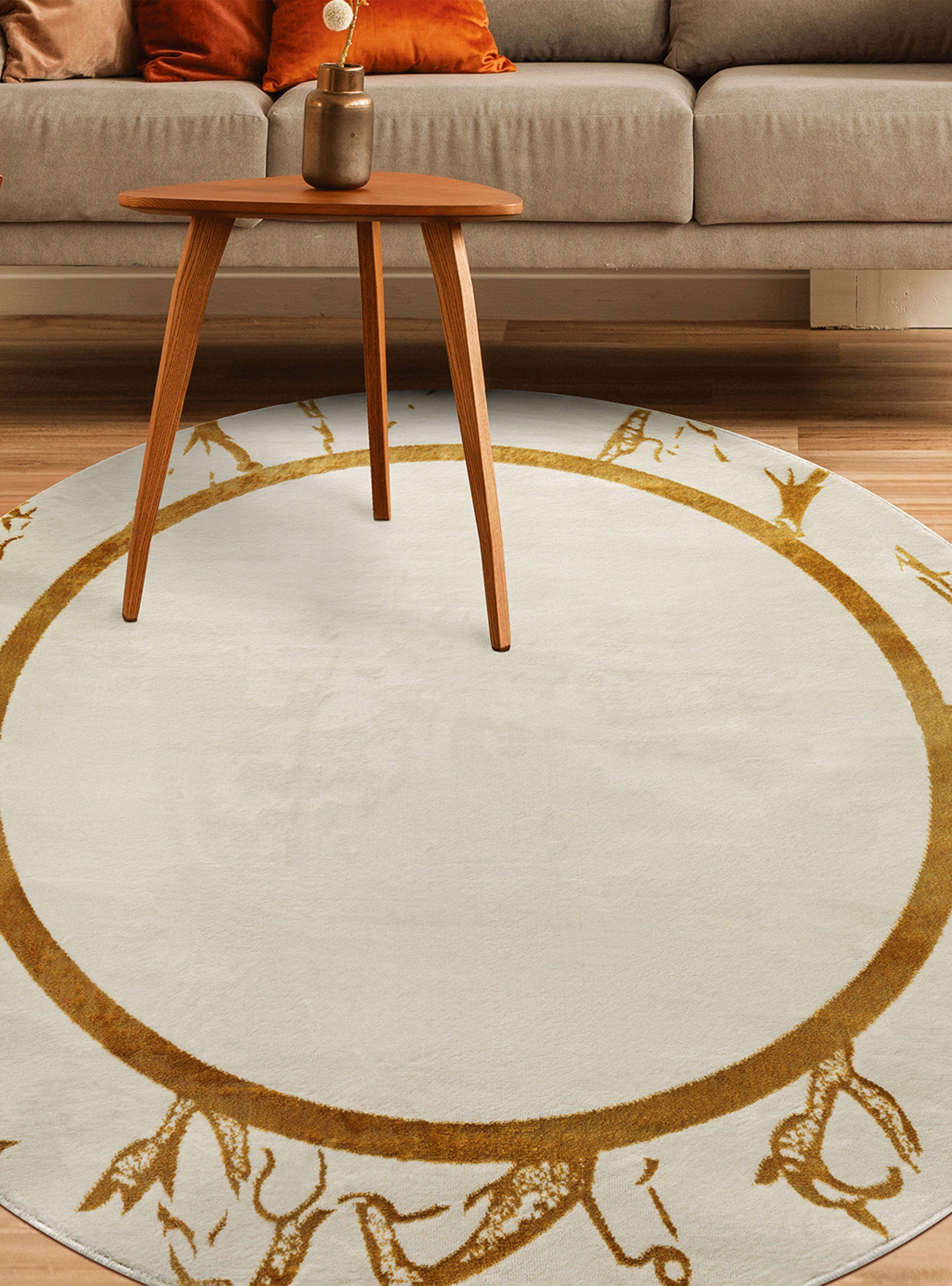 Alfombra Redonda 160 cm Babil Crema Retrato 1 Línea-2