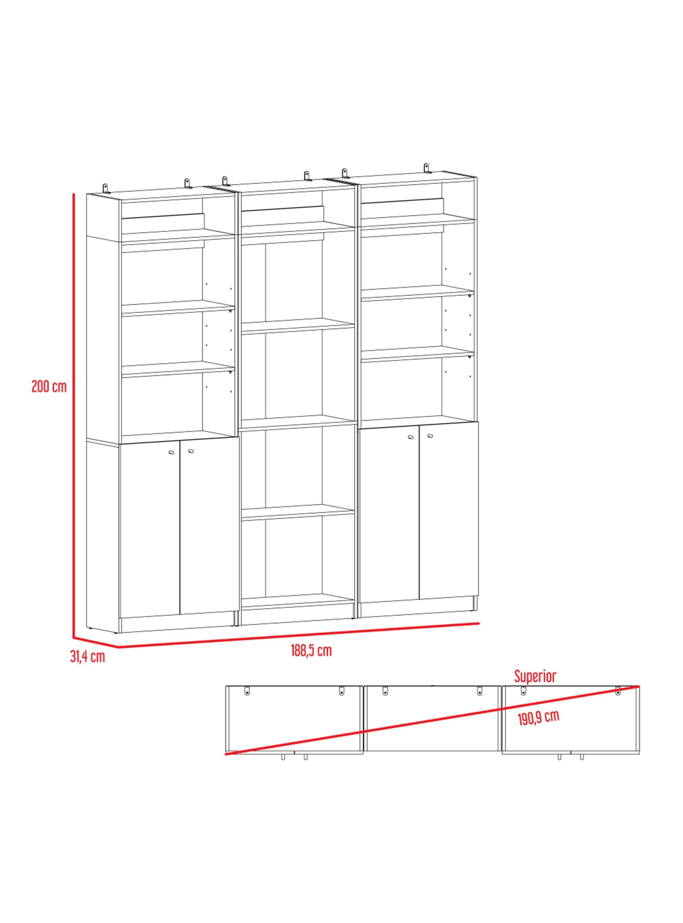 2 Estantes 2 Puertas + Estante 4 Respisas + 3 Complementos-1