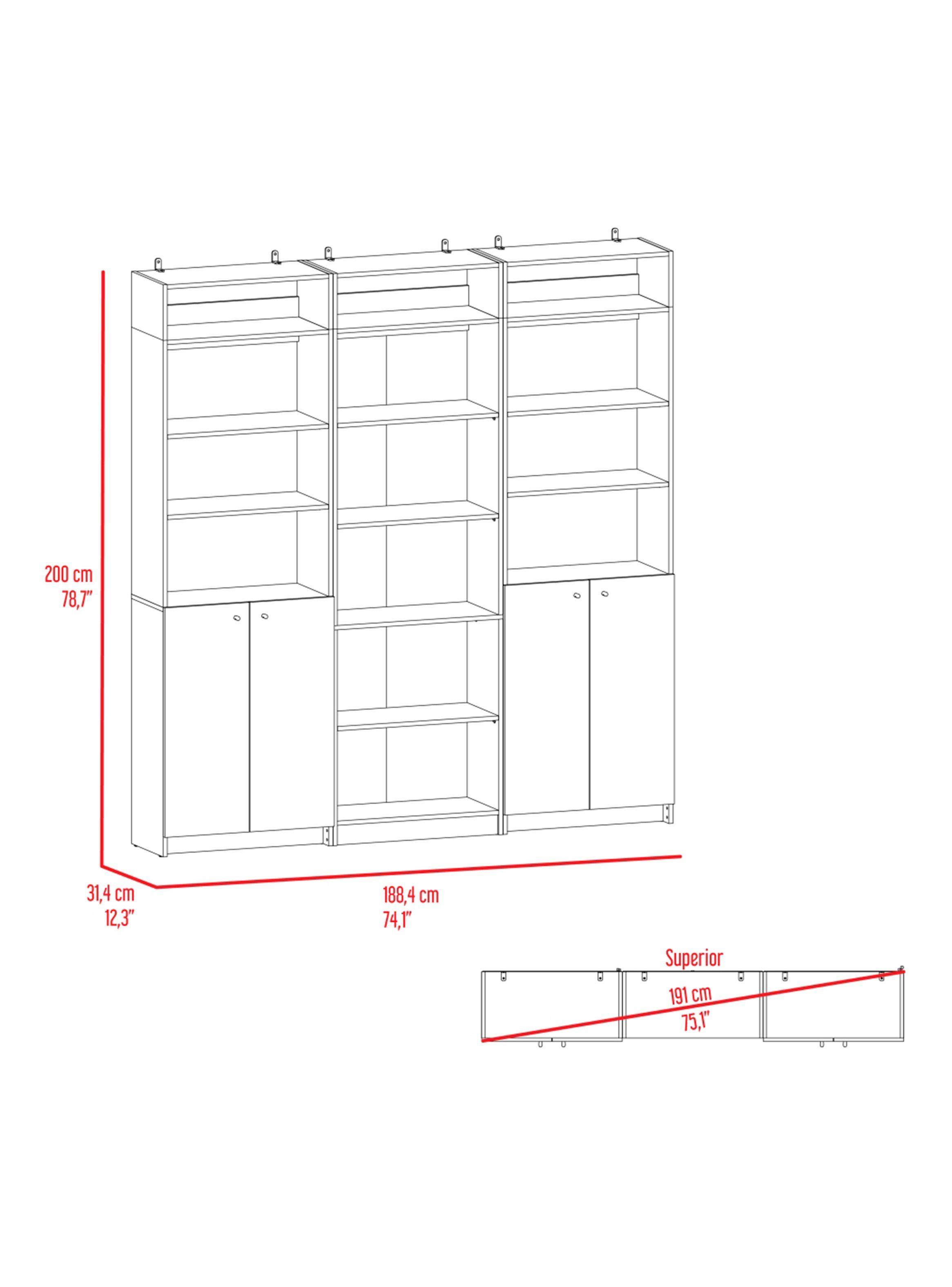 2 Estantes 2 Puertas + Estante 5R + 3 Complementos Home-1