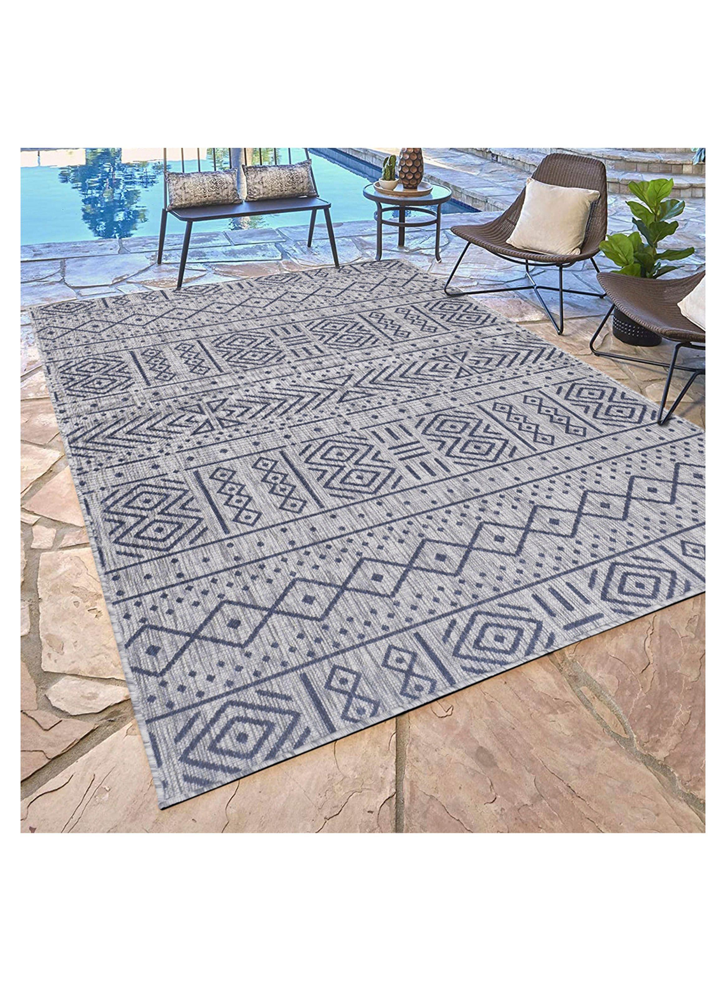 Alfombra 160 x 230 cm Outdoor Azul Marino-2