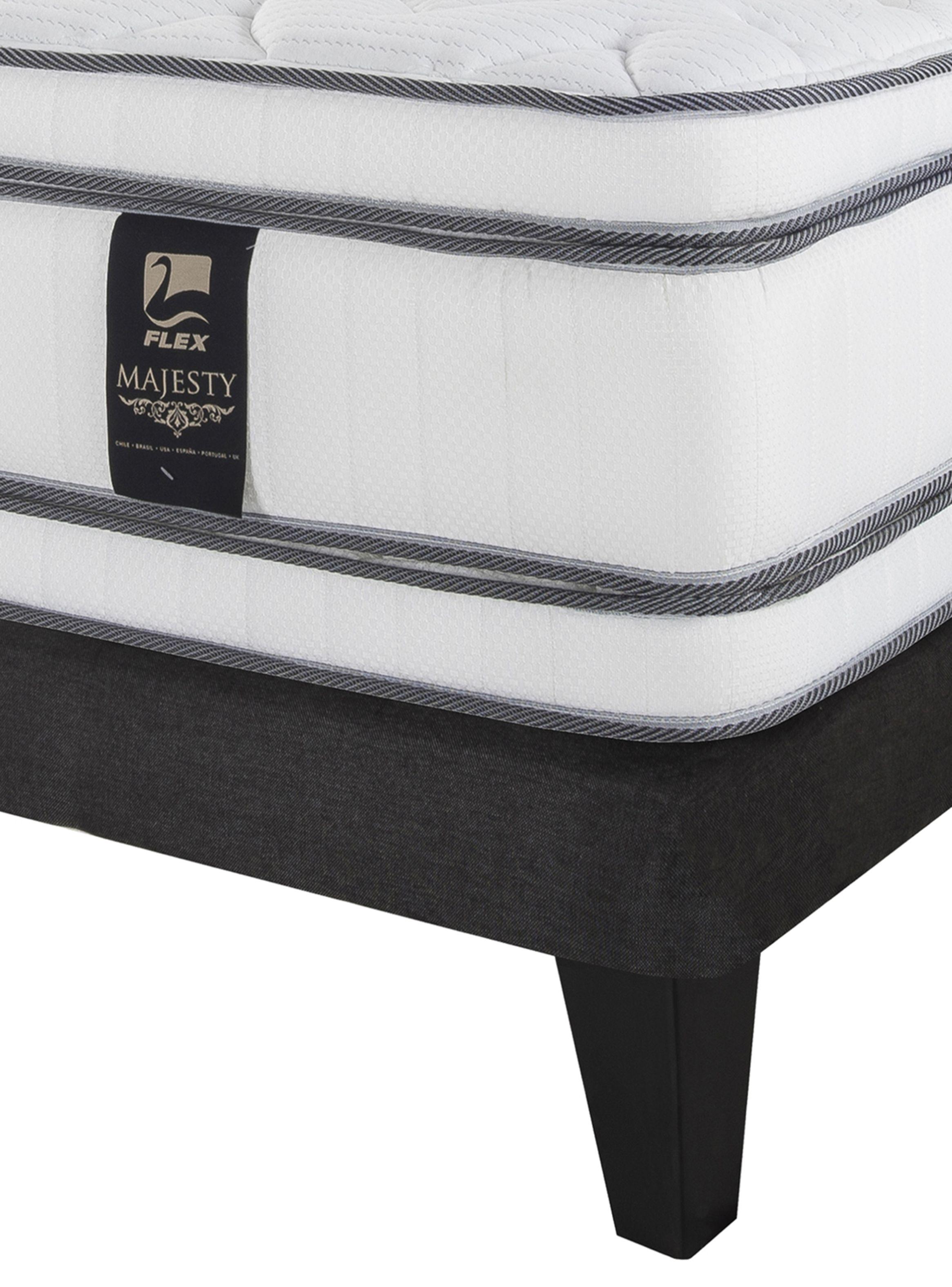 Cama Europea Majesty King + Respaldo Gris + Velador Roma-3