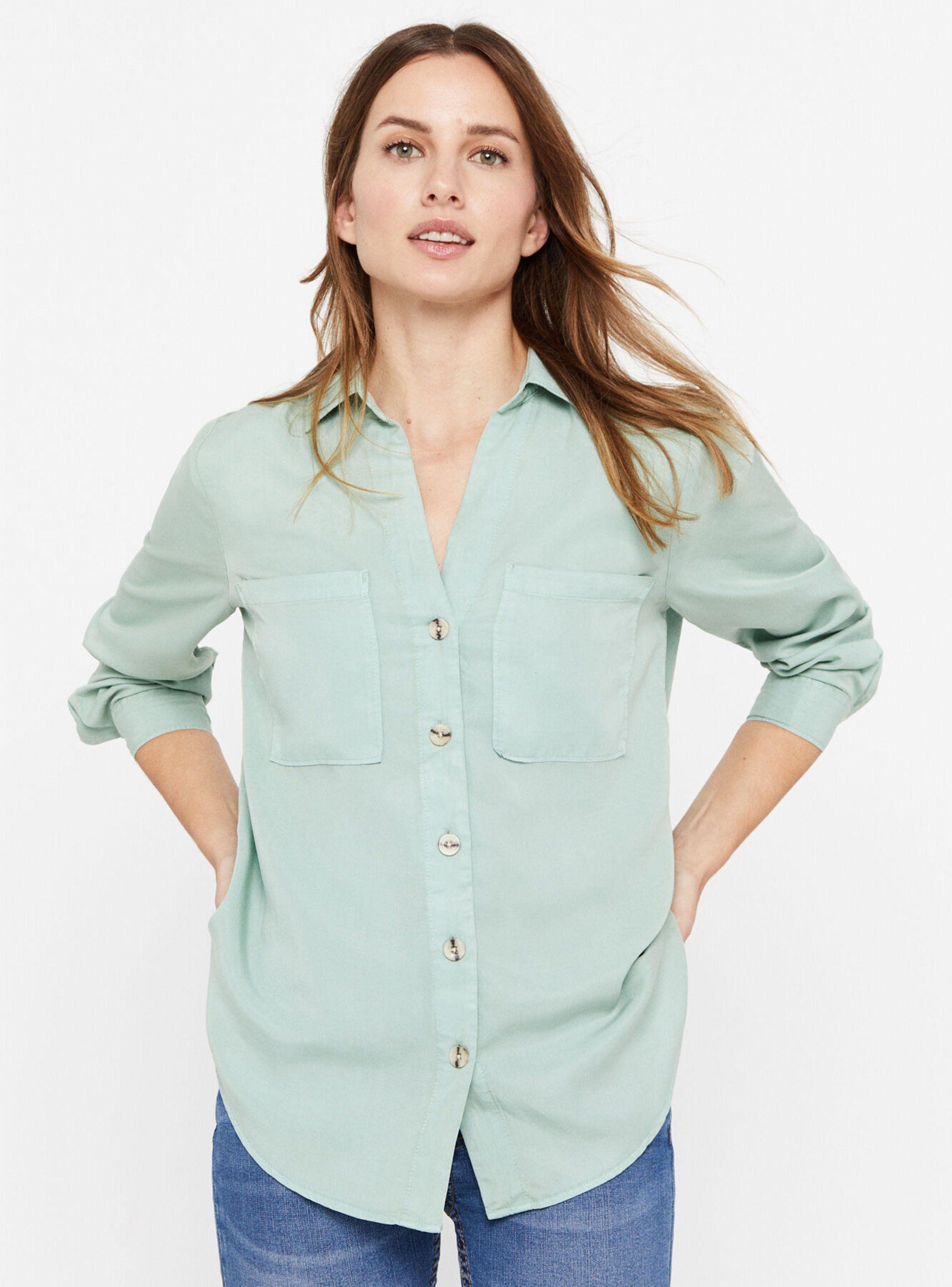 Camisa Vaquera Cuello en V con Botones Tencel-0