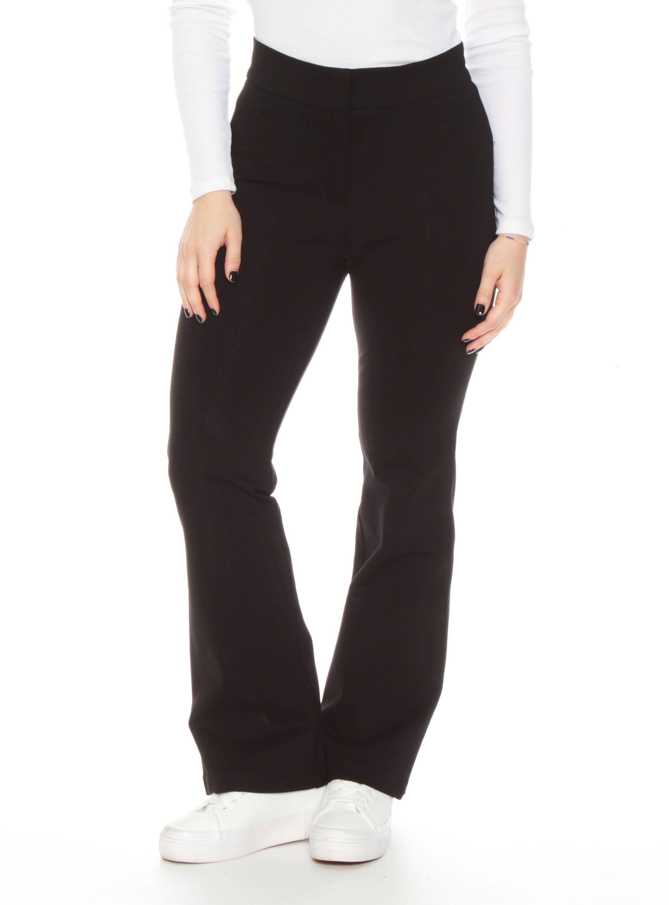 Pantalón Ponte Recto Con Corte En Delantero Y Doble Broche-0