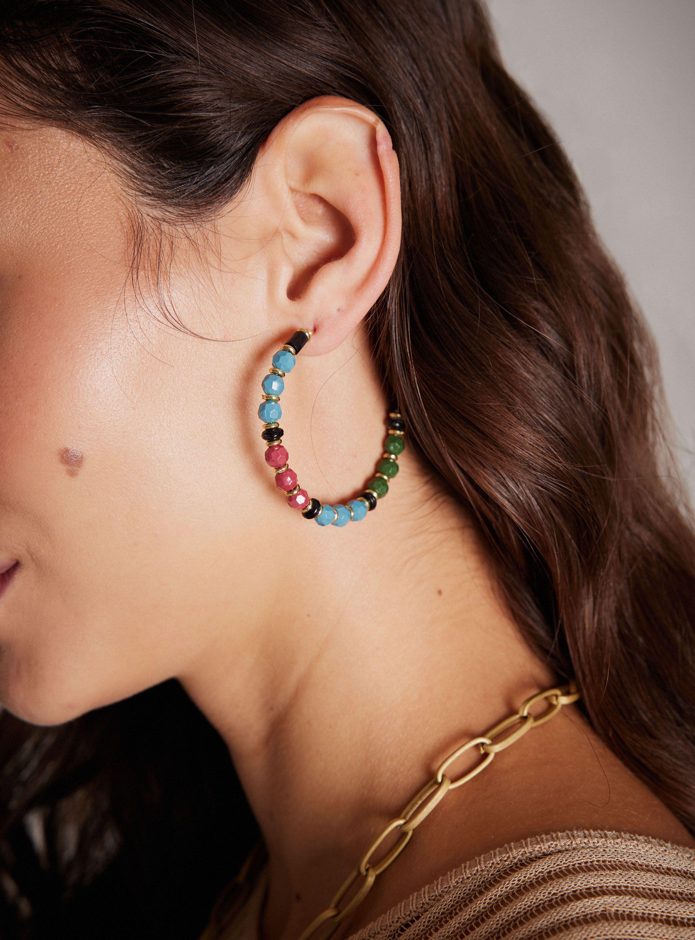 Aros Argollas Piedras Color-1