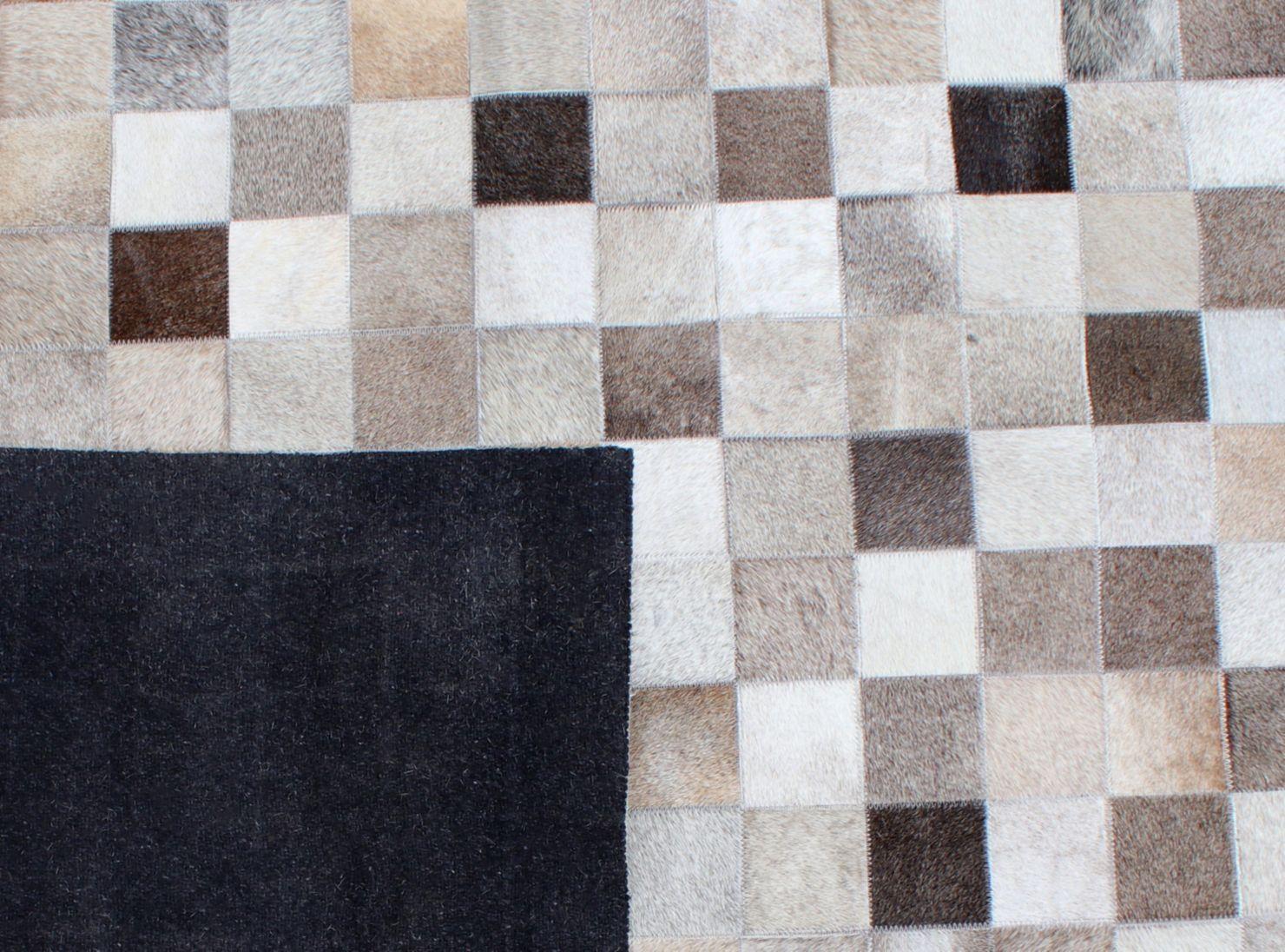 Alfombra Cuero Cuadro Gris 200 x 290 cm Alaniz Home-3