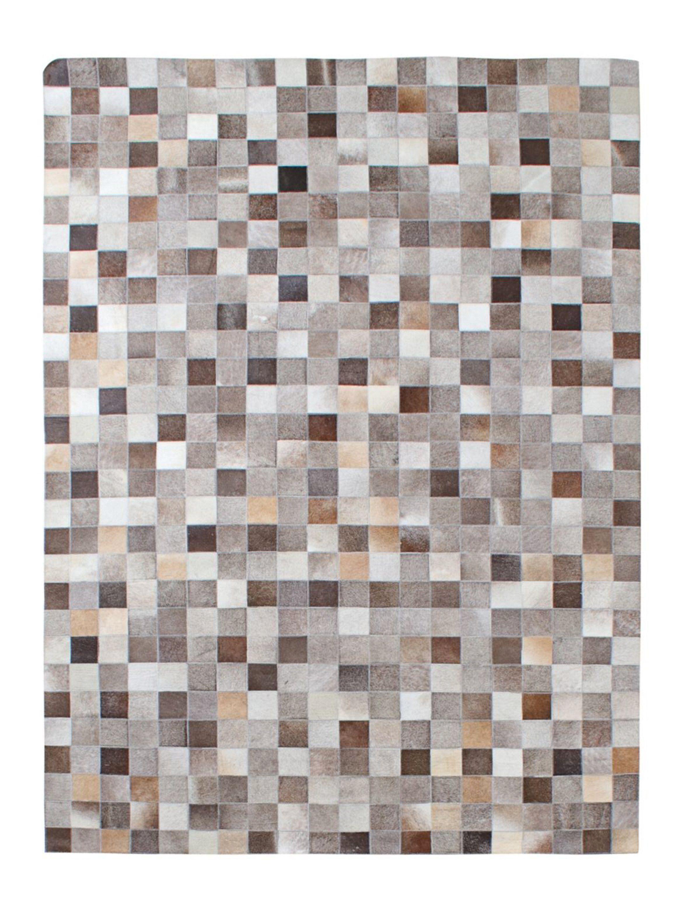 Alfombra Cuero Cuadros Gris 160 x 230 cm Alaniz Home-0