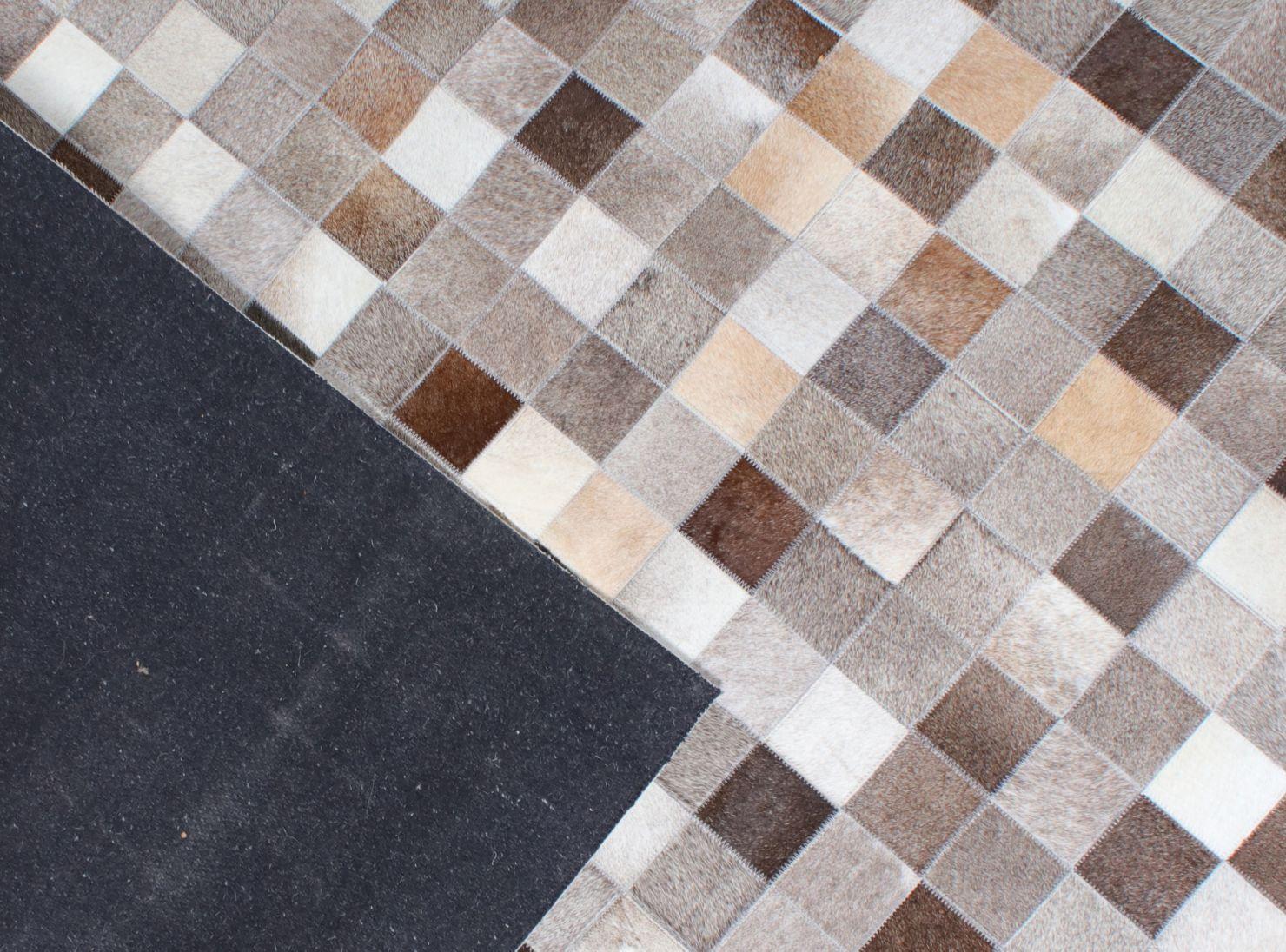 Alfombra Cuero Cuadros Gris 160 x 230 cm Alaniz Home-3