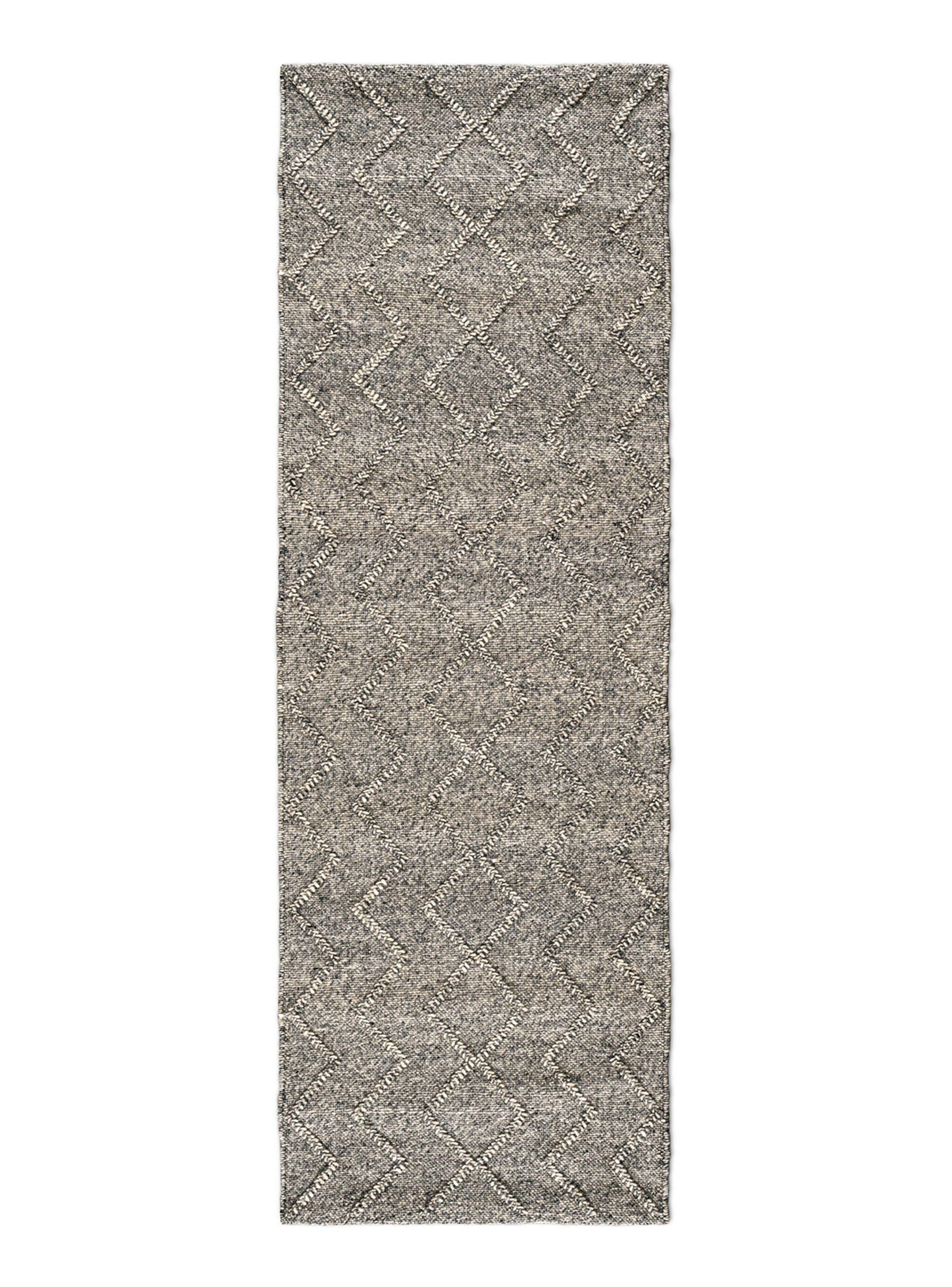 Alfombra Lana 80x240 cm Zigzag Gris-0