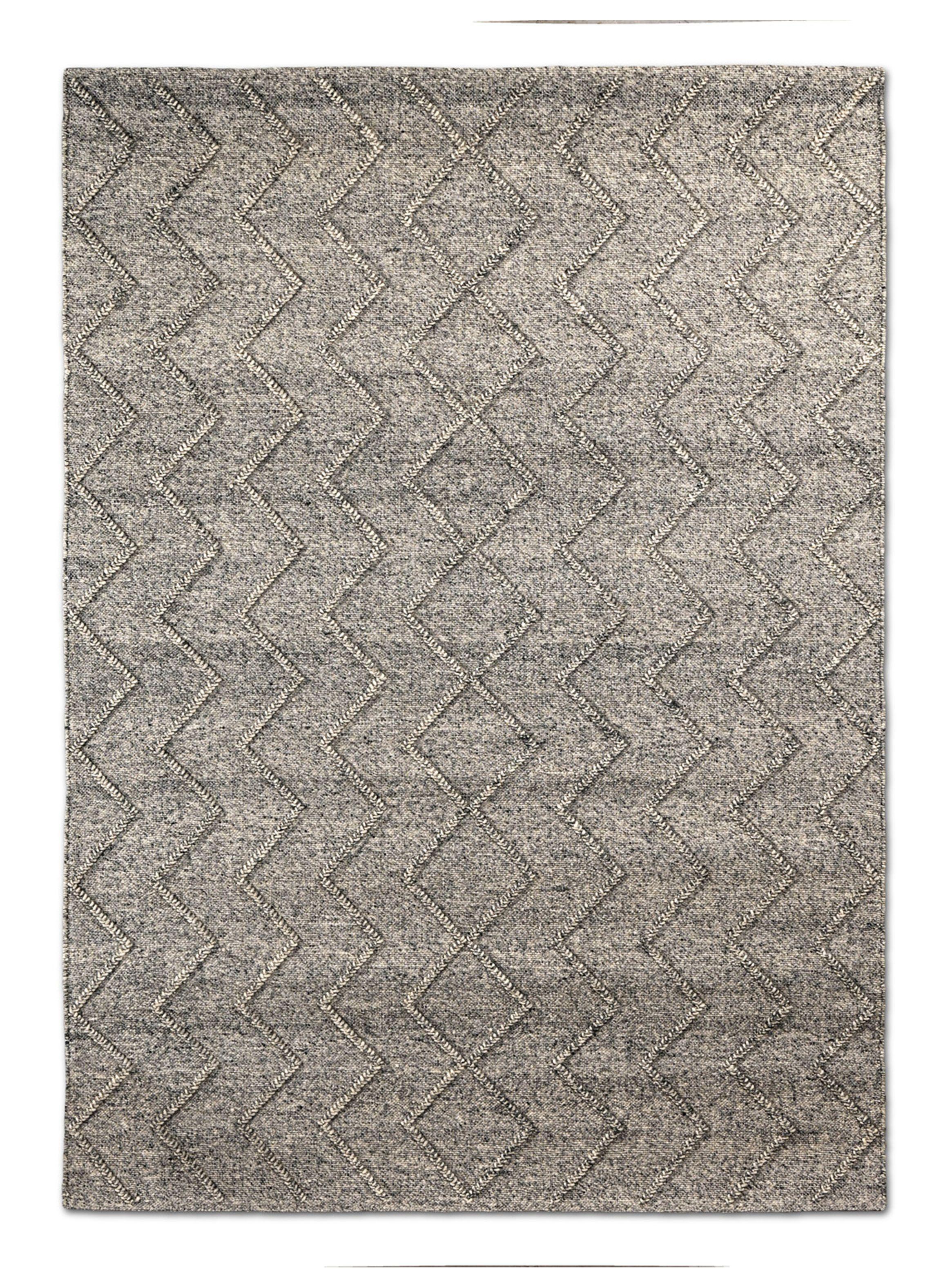 Alfombra Lana 200x300 cm Zigzag Gris-0