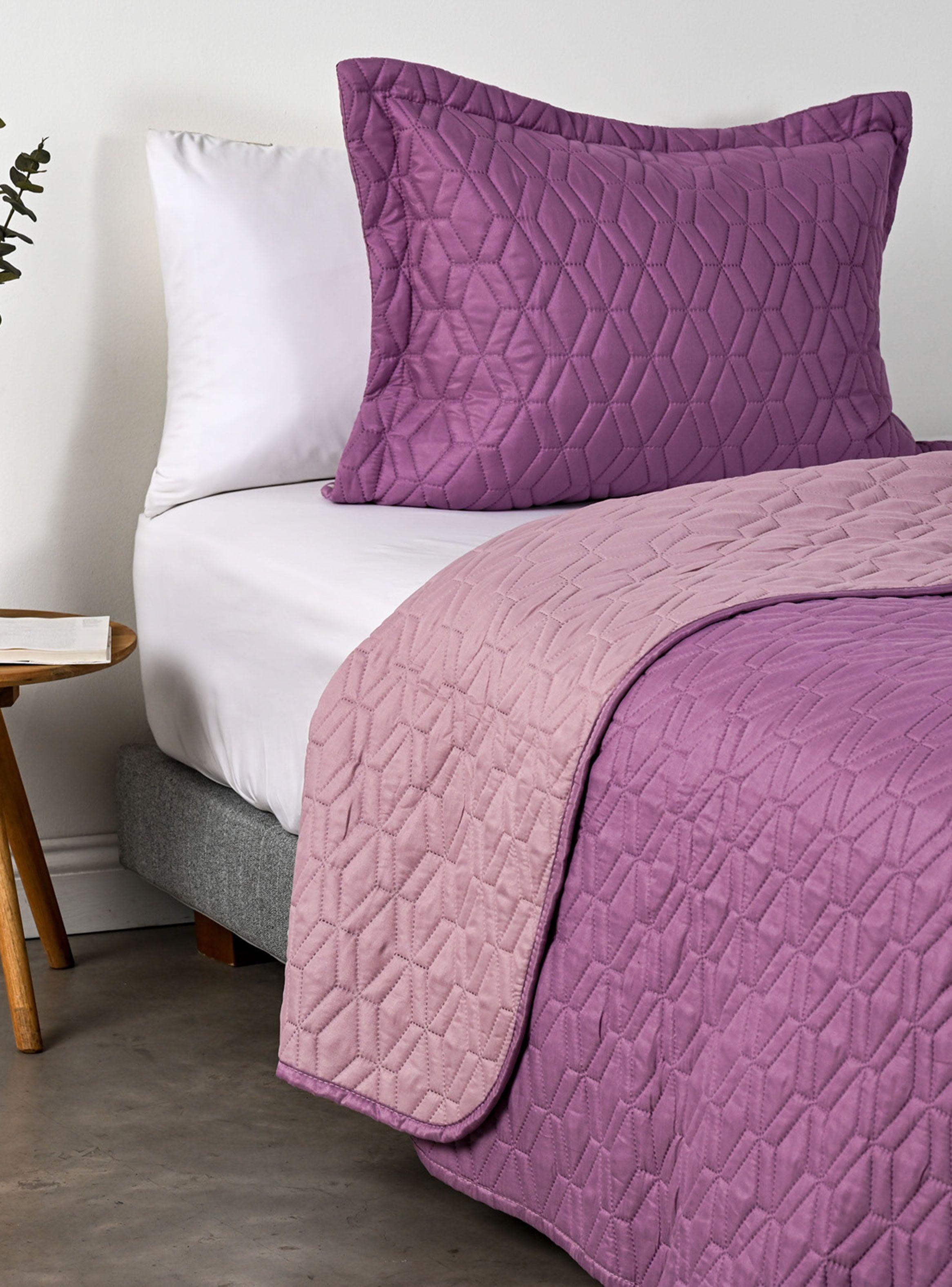Quilt 1.5 Plazas Bicolor Morado Lila-3