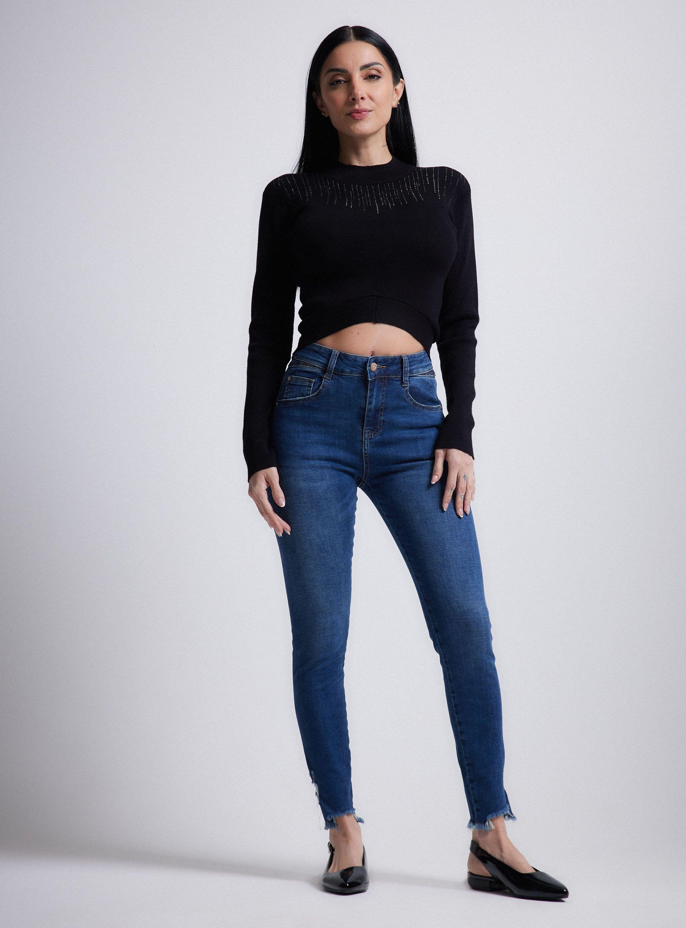 Jeans Azul Medio sin Costura en Costado-4