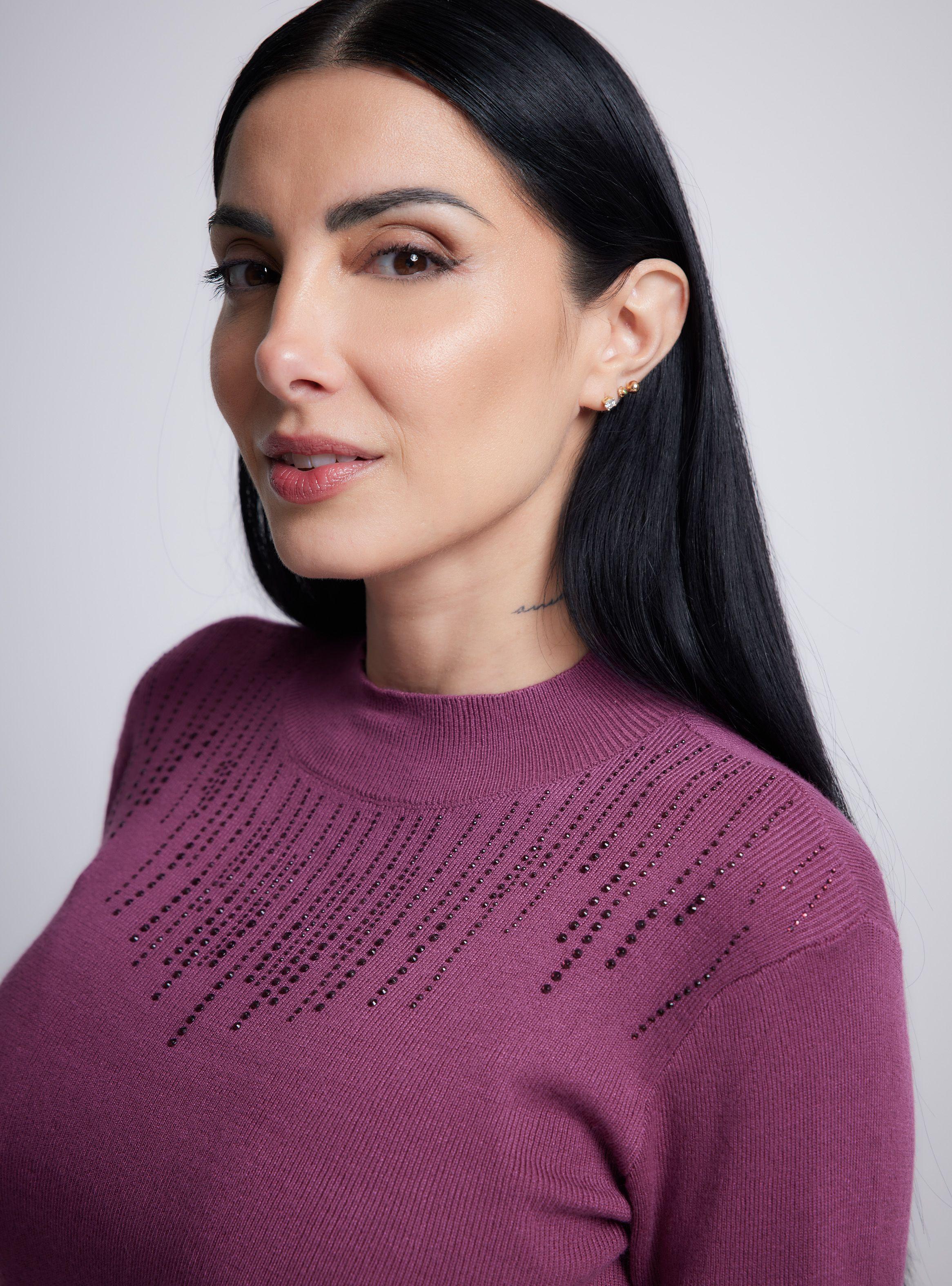 Sweater Cuello Alto Corto Borde Asimétrico-2