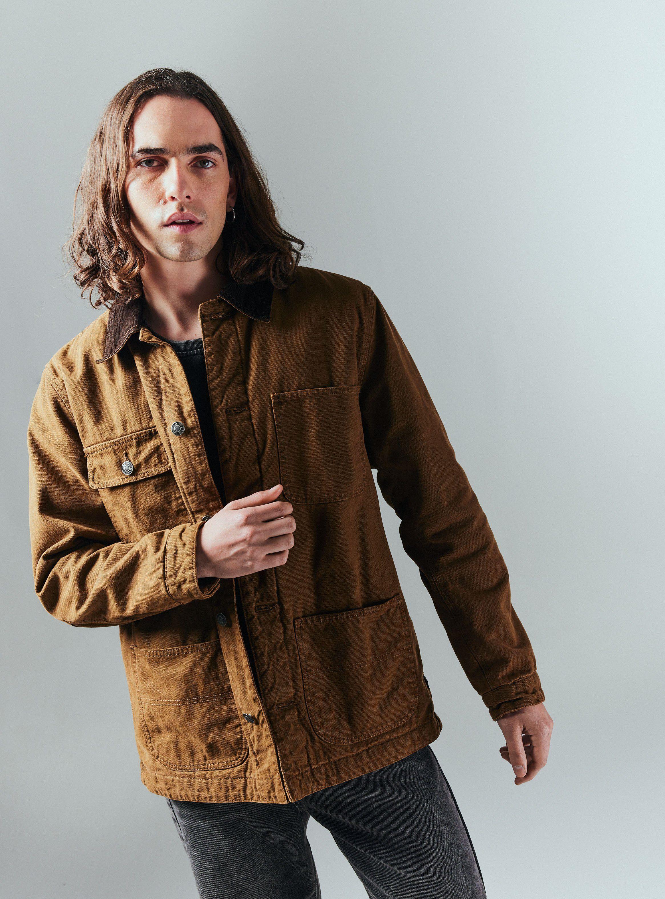 Chaqueta Canvas Bolsillo Utilitario Cuello Cotelé-0
