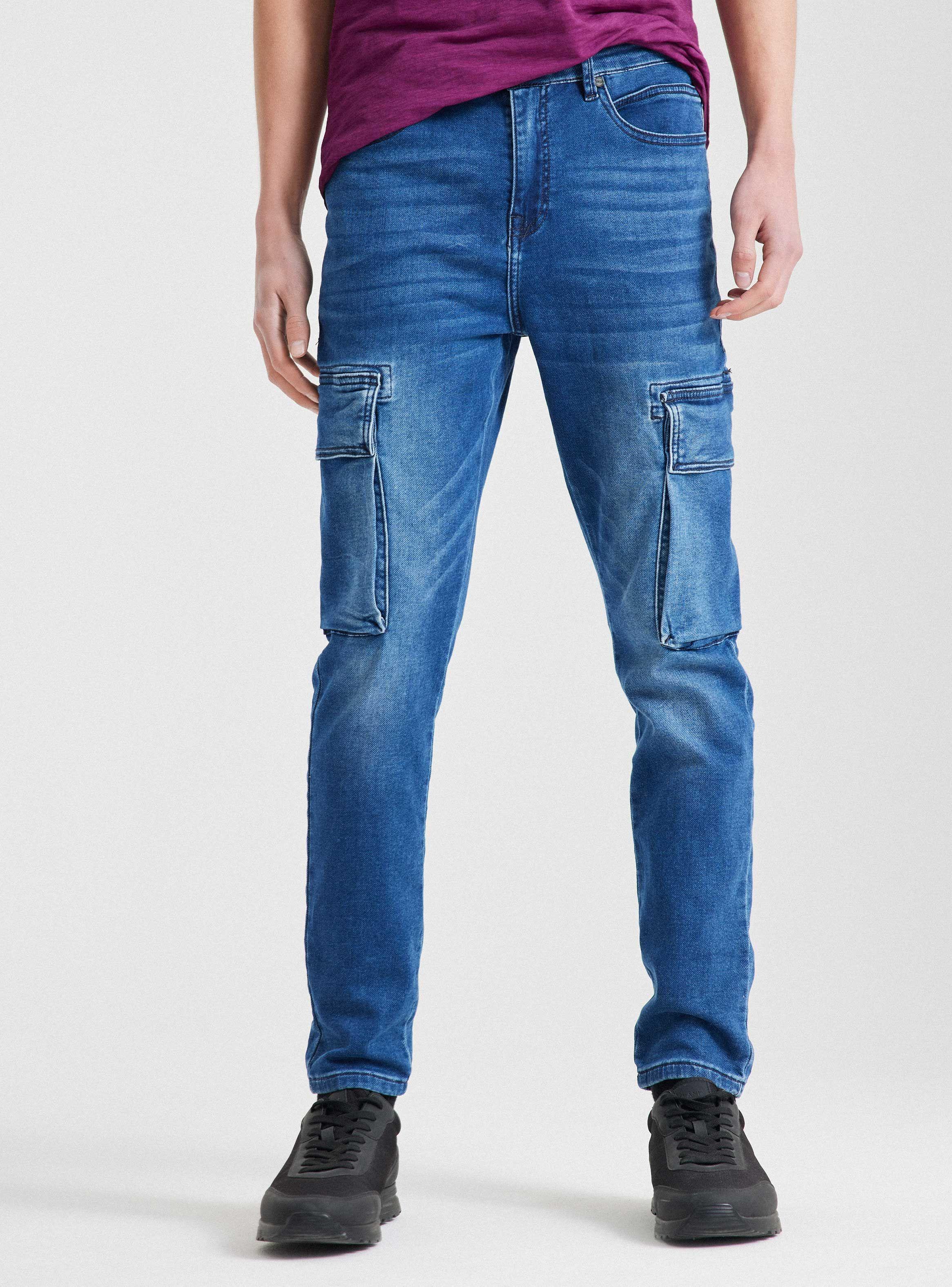 Jeans Bolsillo Cargo Tapered Tiro Medio-0
