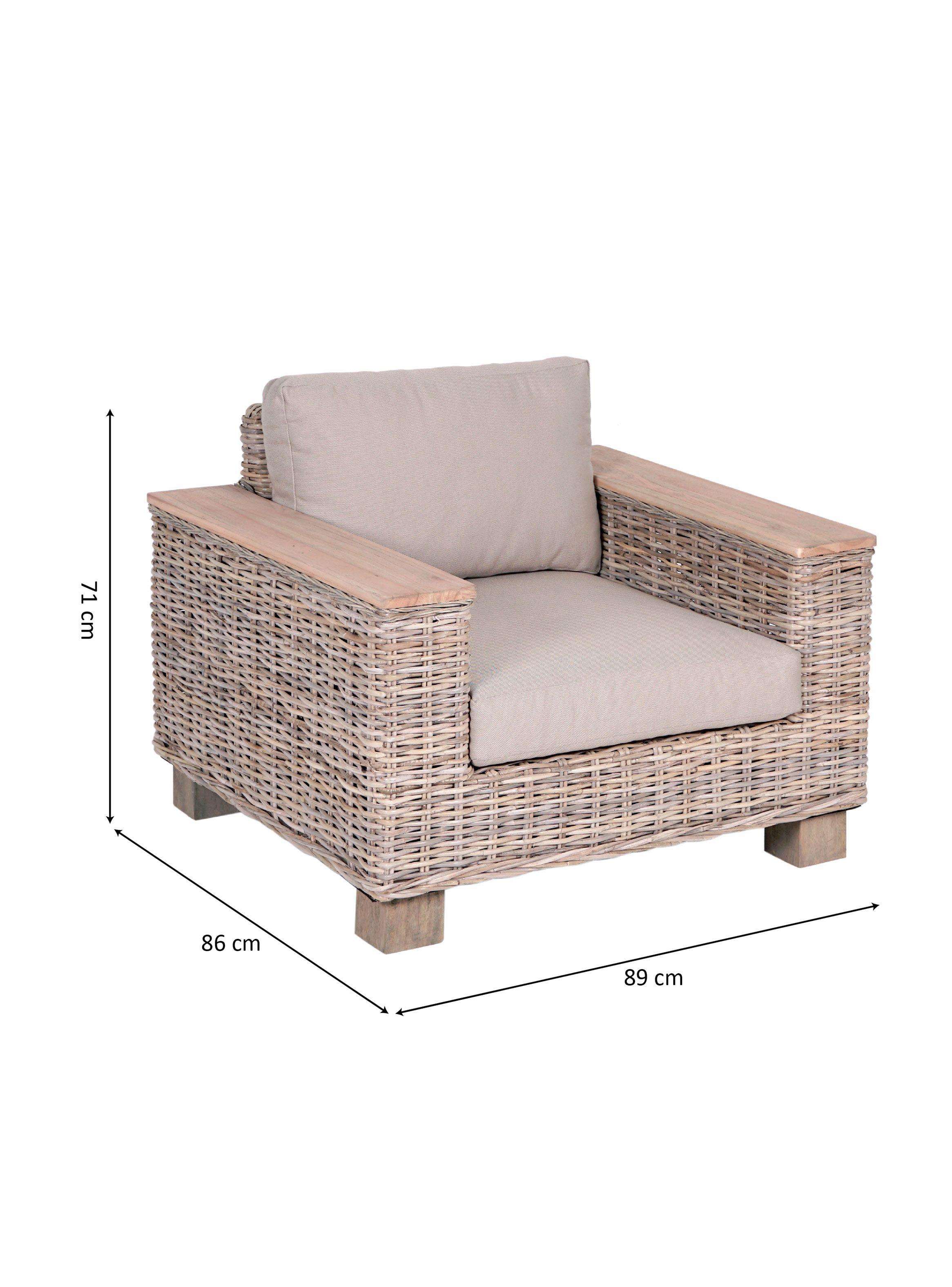 Sillón Victoria White 1 Cuerpo Ratán-1