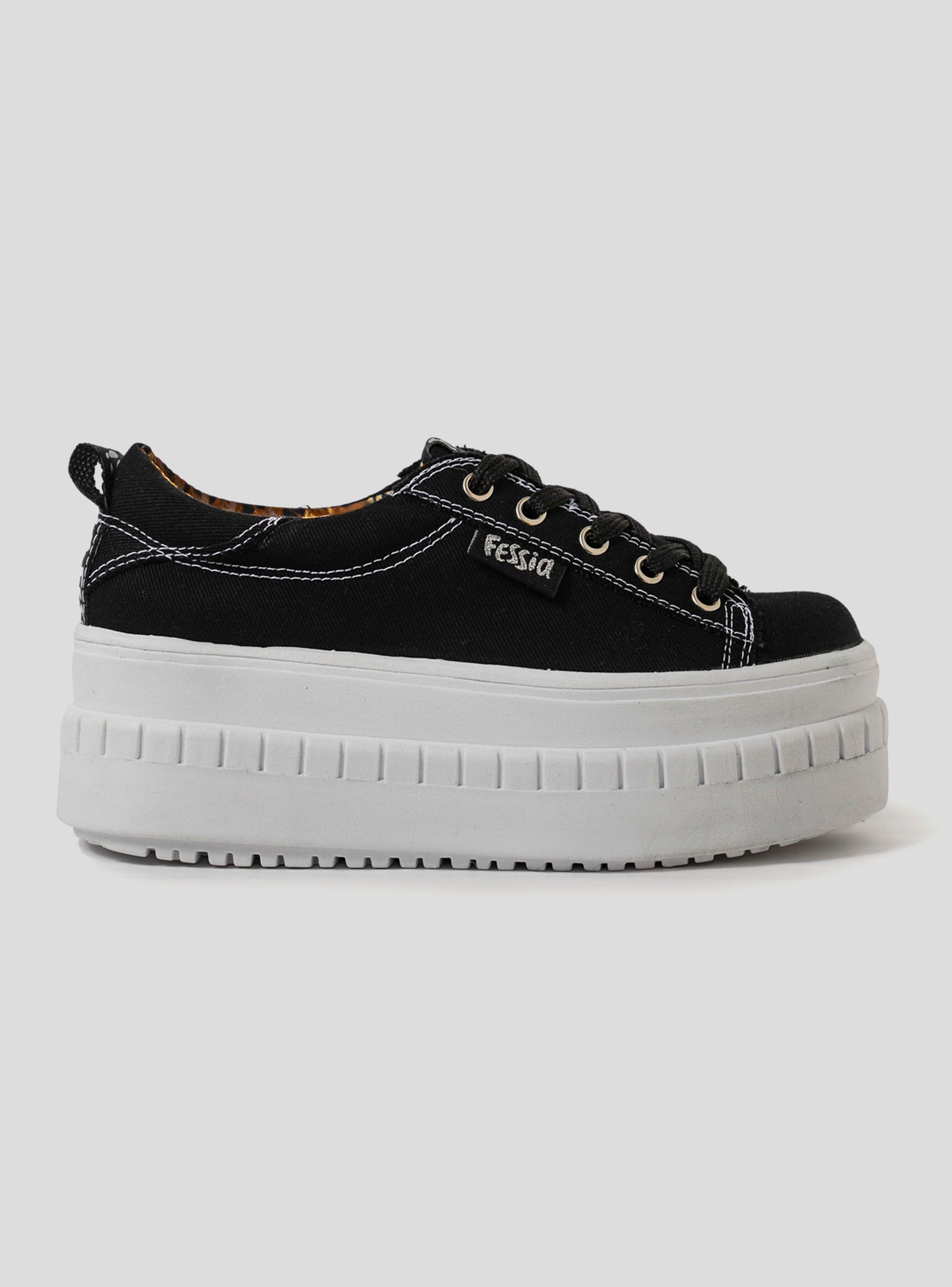 Zapatilla Urbana Funky Lona Negra Fessia Mujer-0