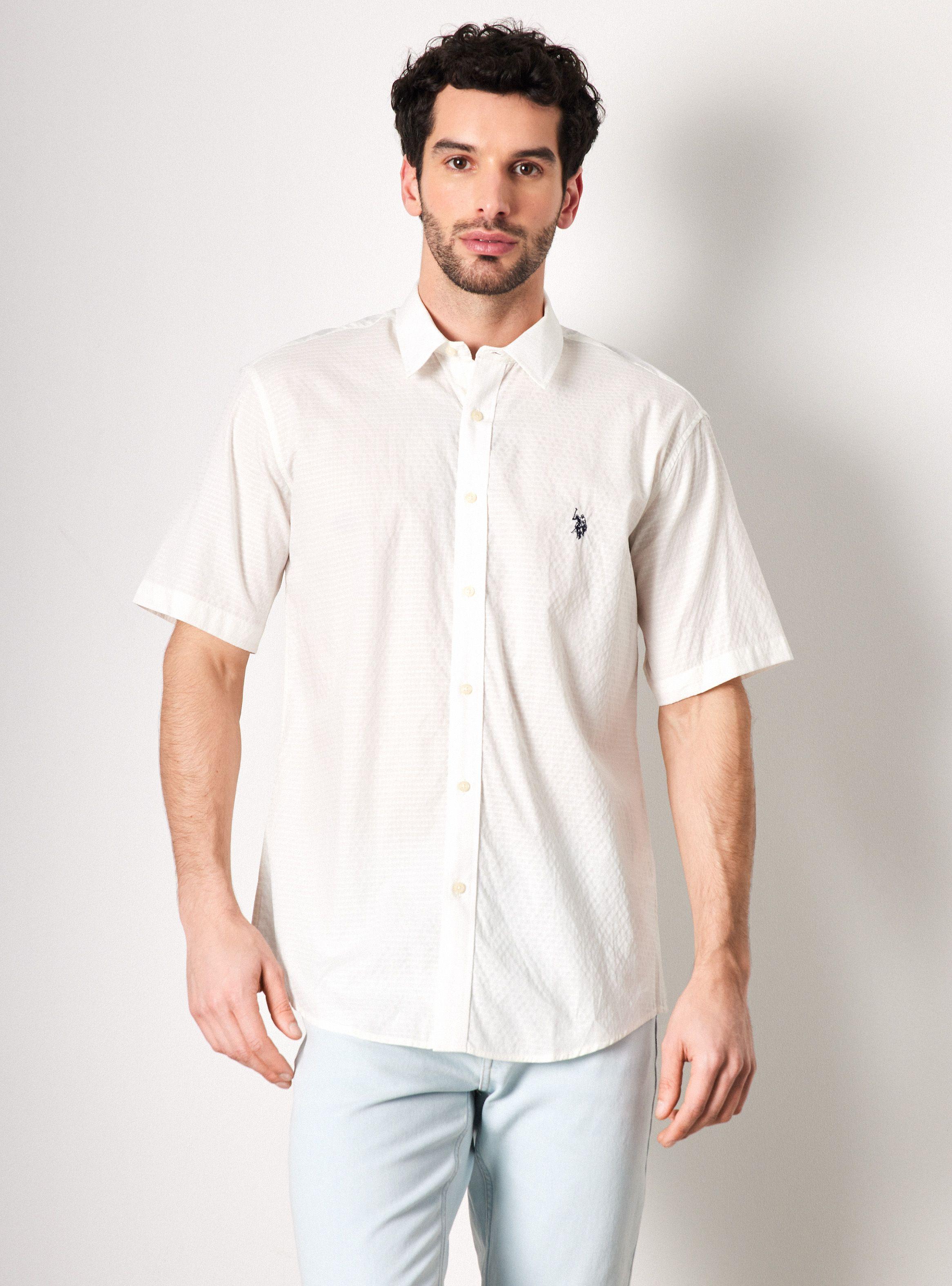 Camisa de Vestir Manga Corta Texturada-0
