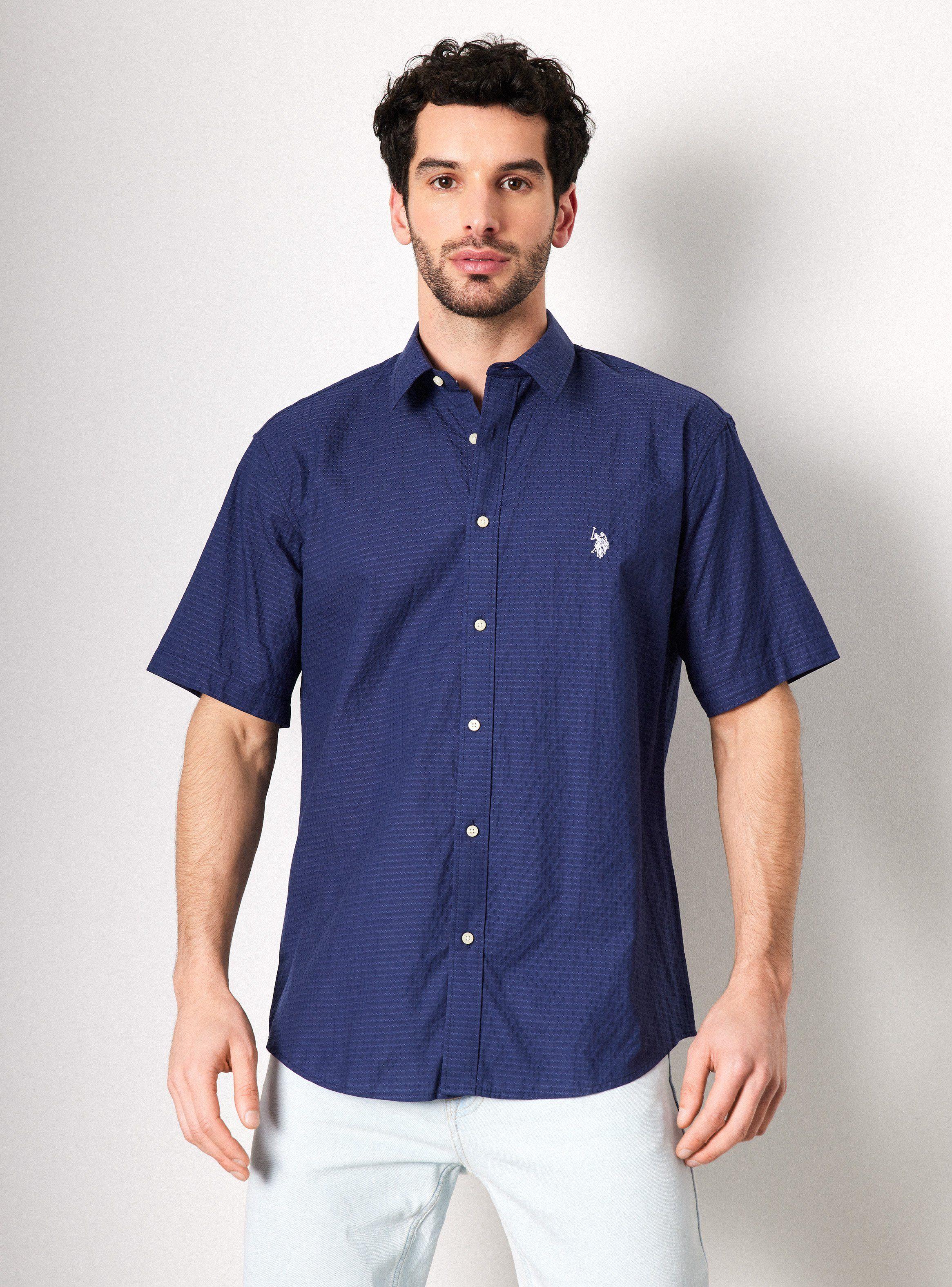 Camisa de Vestir Manga Corta Texturada-0