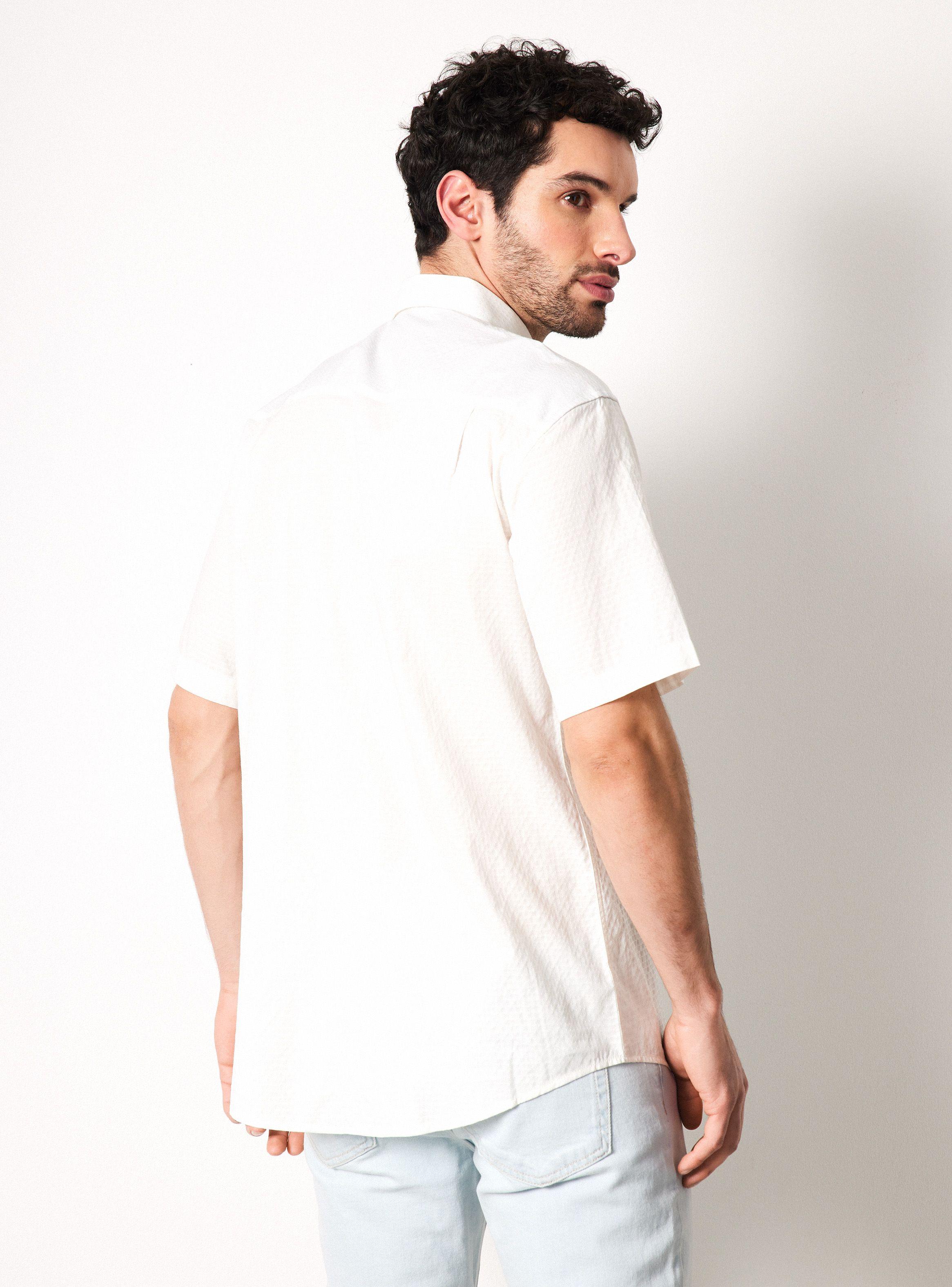 Camisa de Vestir Manga Corta Texturada-1