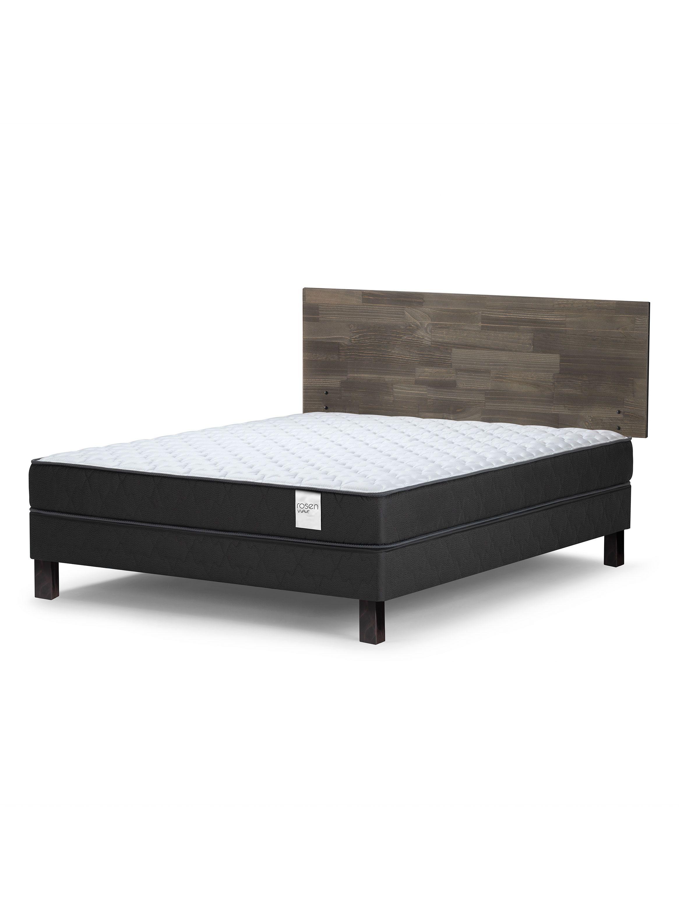 Cama Europea Wave 2 Plazas Base Normal + Respaldo Tabor Grafito-0