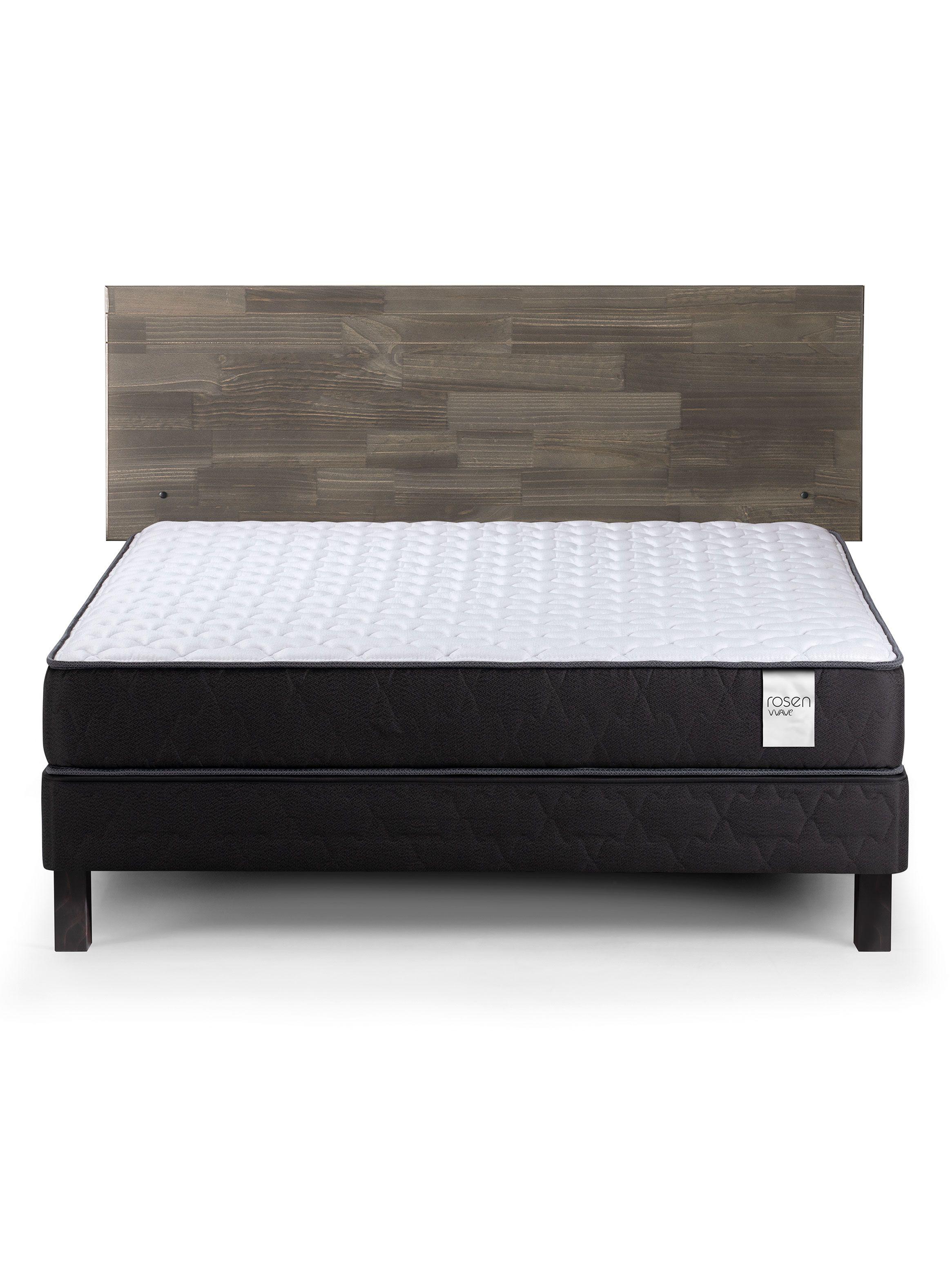 Cama Europea Wave 2 Plazas Base Normal + Respaldo Tabor Grafito-1
