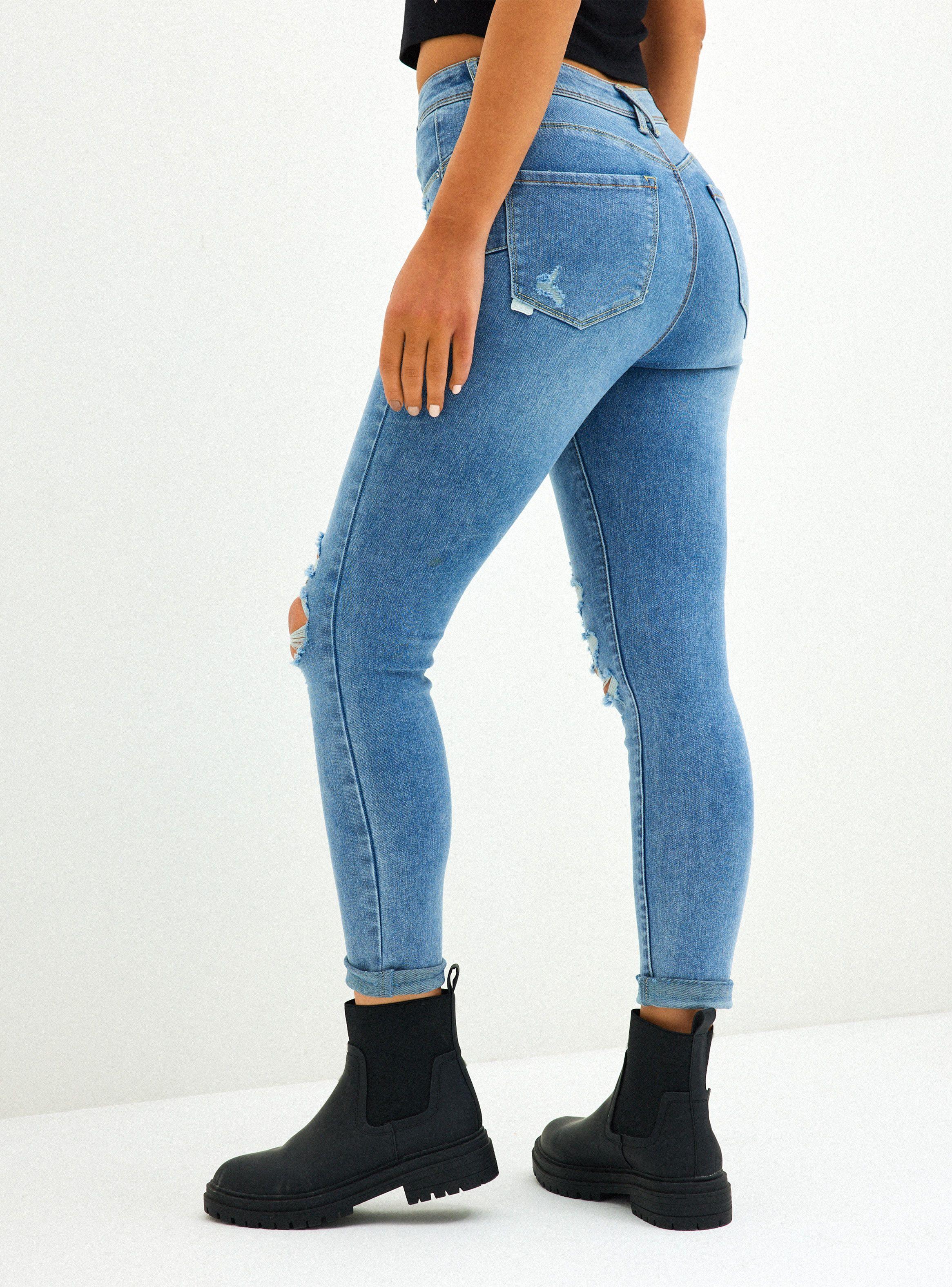 Jeans Pretina Alta, Full Roturas-1