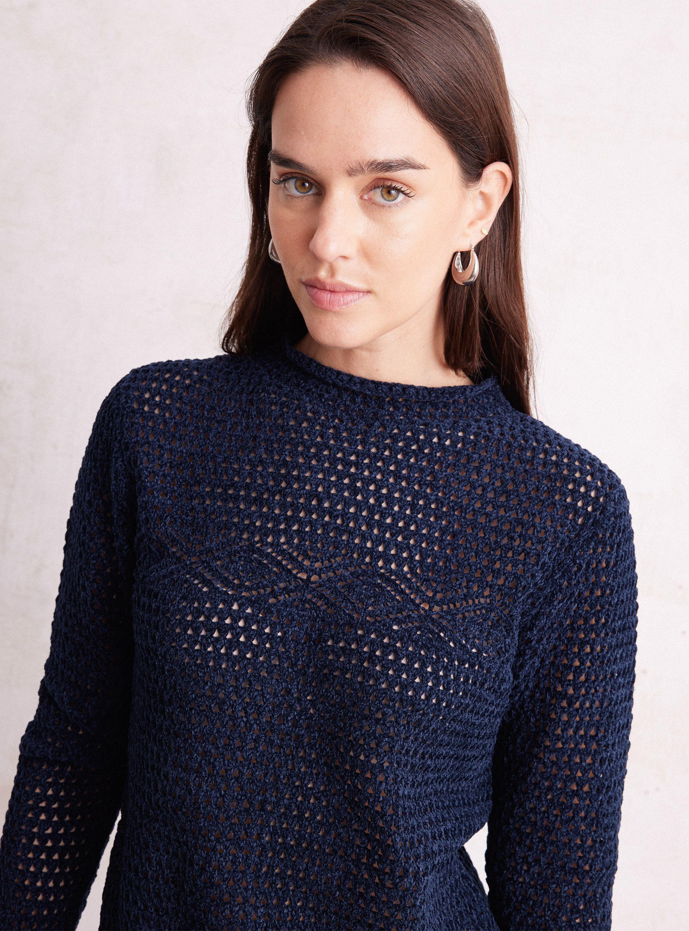 Sweater Aterciopelado con Tejido Abierto-2